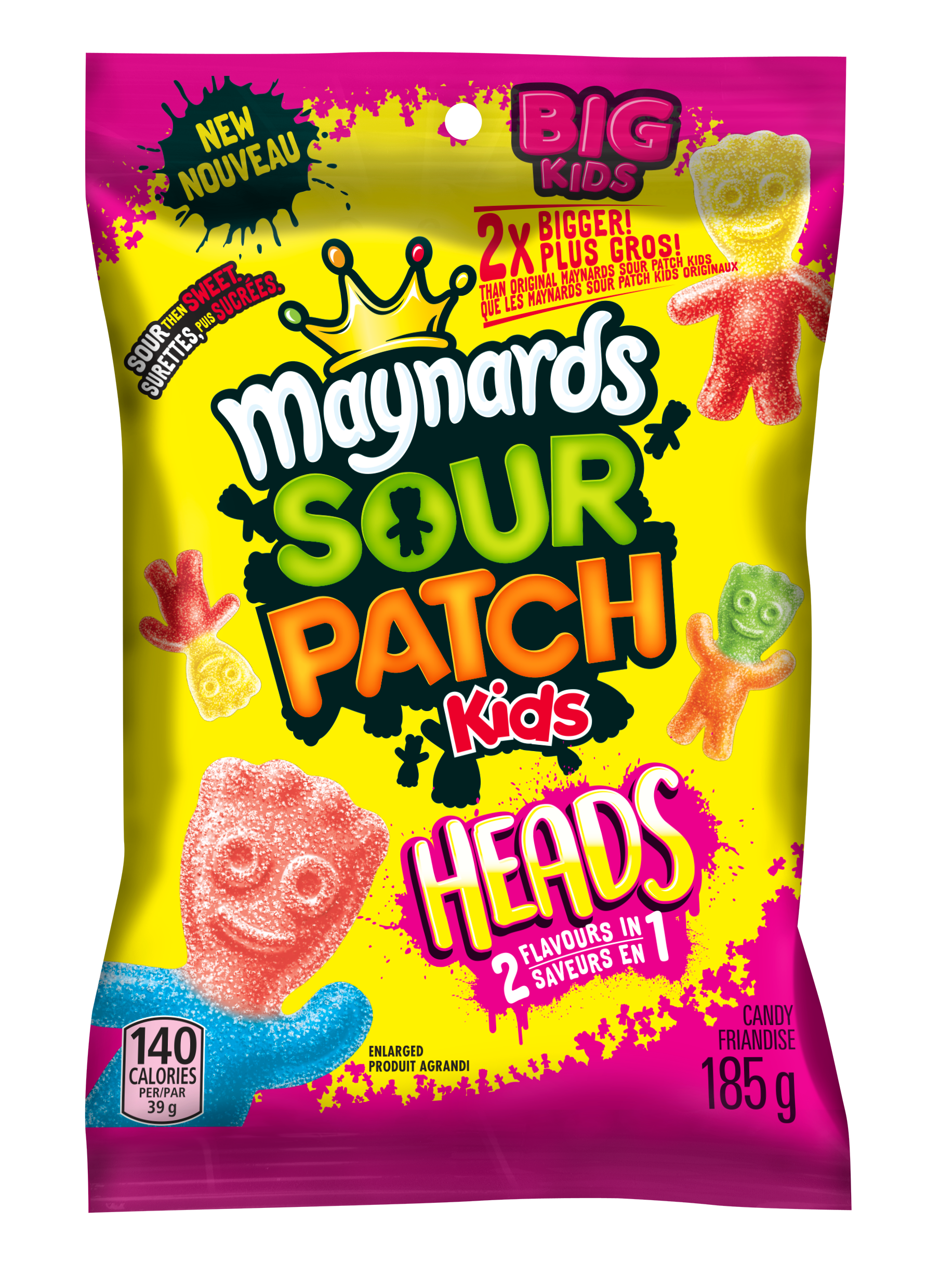 Maynards Big Sour Patch Kids Heads Candy, 185G-thumbnail-2