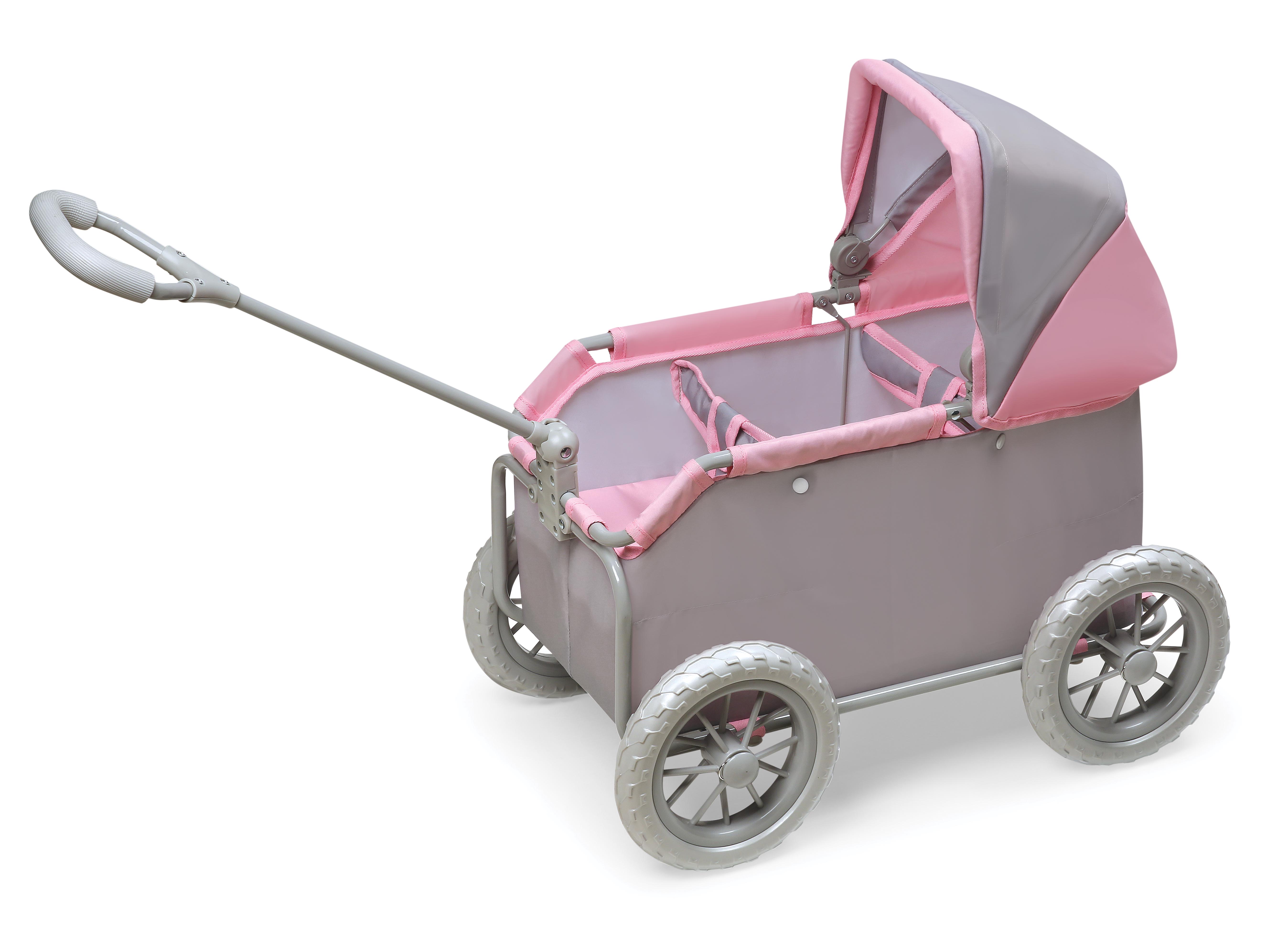 Leisure Twin Doll Wagon - Gray/Pink
