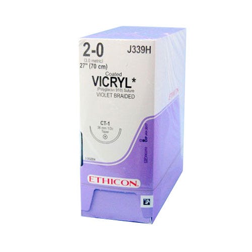 VICRYL® Violet Braided & Coated Suture, 2-0, CT-1, Taper Point, 27" - 36/Box