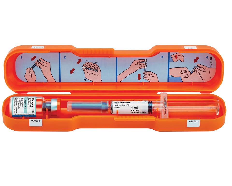 Glucagon w/diluent - 1 Unit/mg Injection