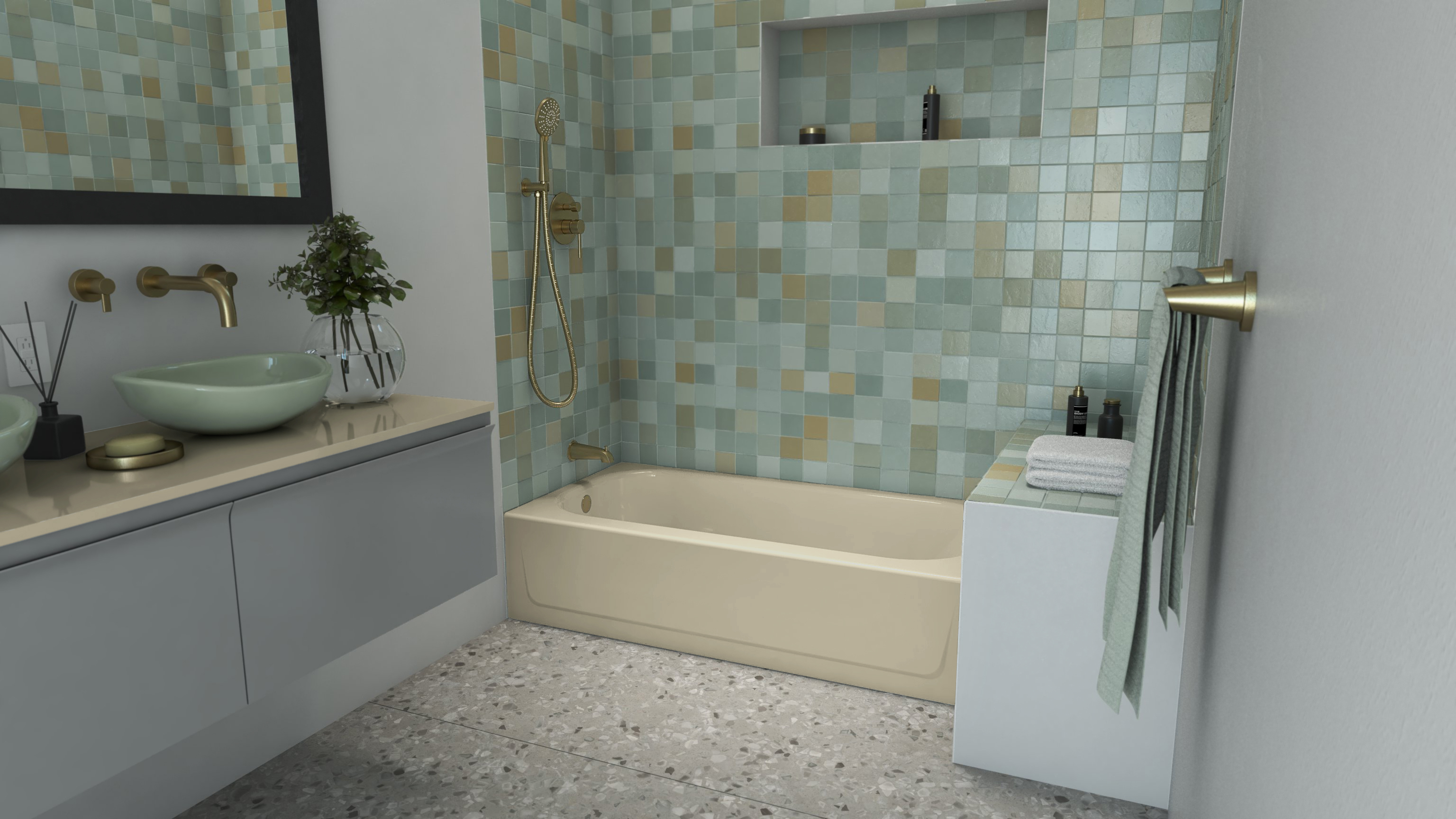 Bootzcast Porcelain Enamel Alcove Bathtub In view 5