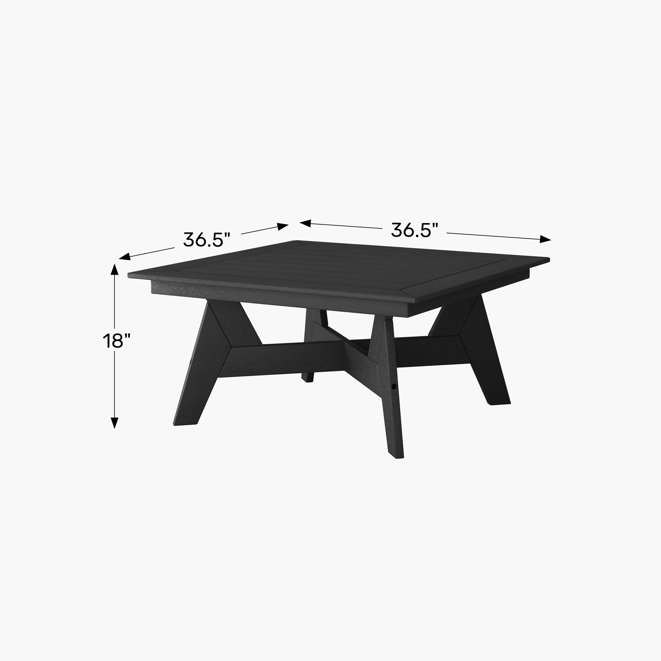 Modern Low Outdoor Patio Square HDPE Coffee TableWWT Spec Image