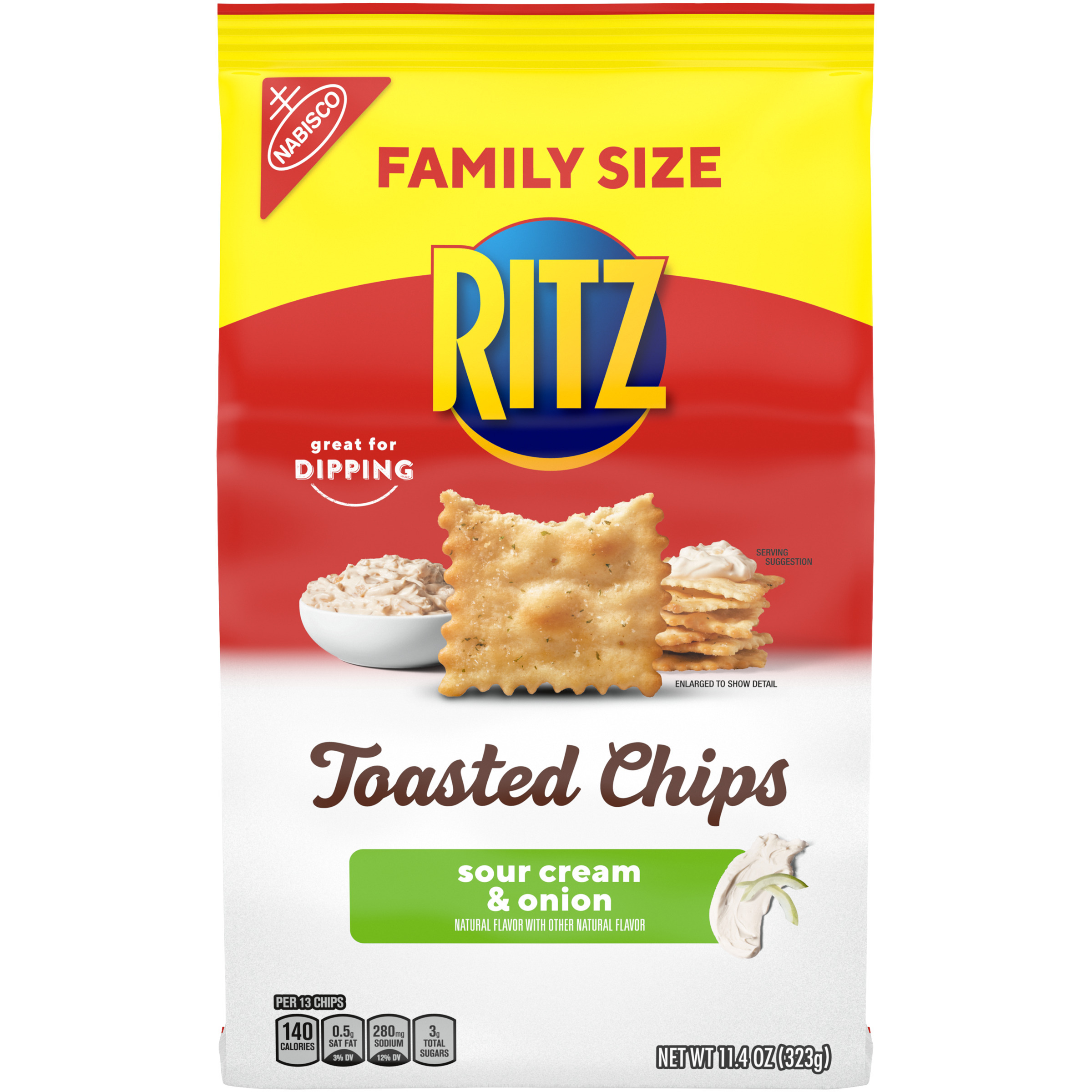 RITZ Toasted Chips Sour Cream and Onion Crackers, Family Size, 11.4 oz-0