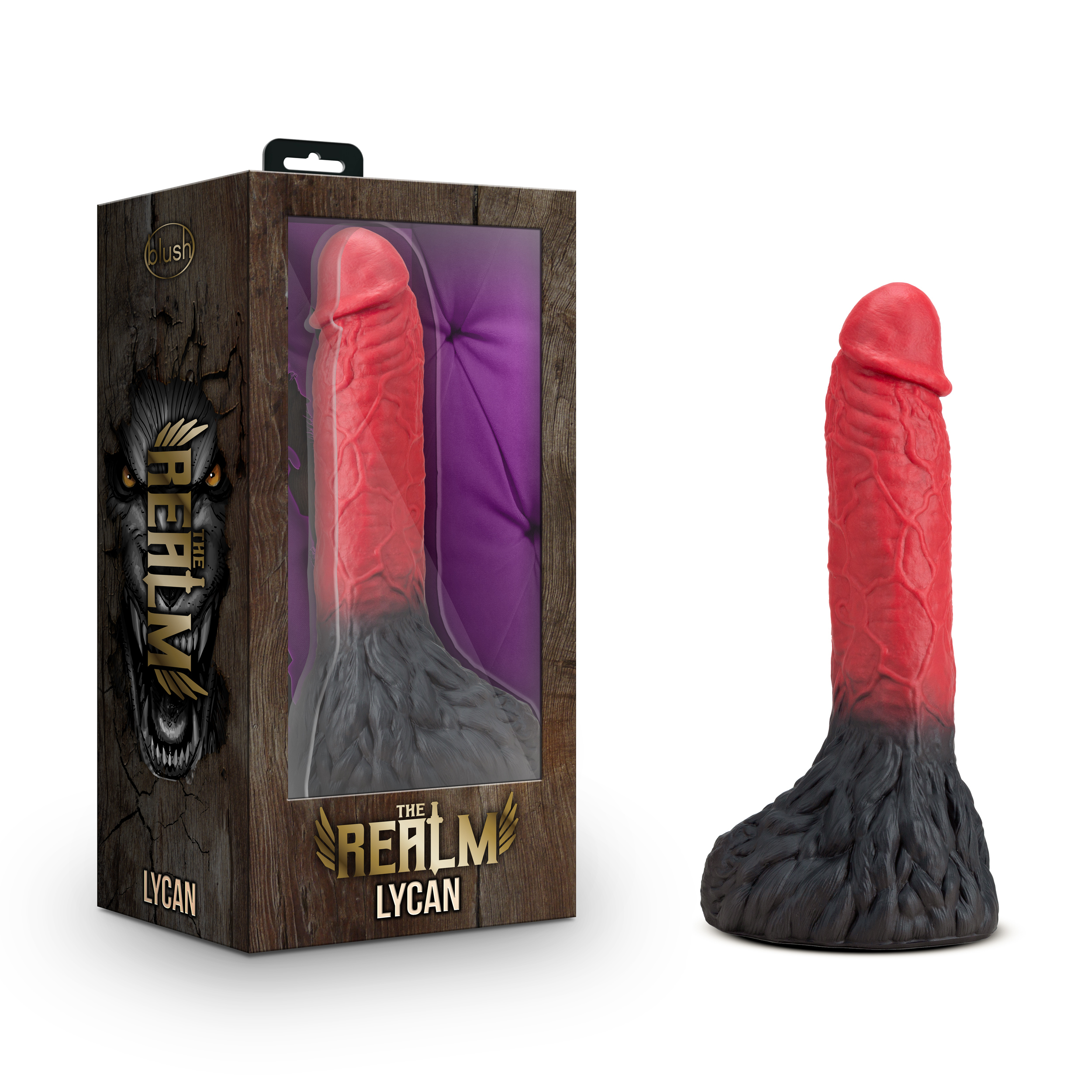 Blush The Realm Lycan Red 10.5-Inch Long Dildo With Lock On Base