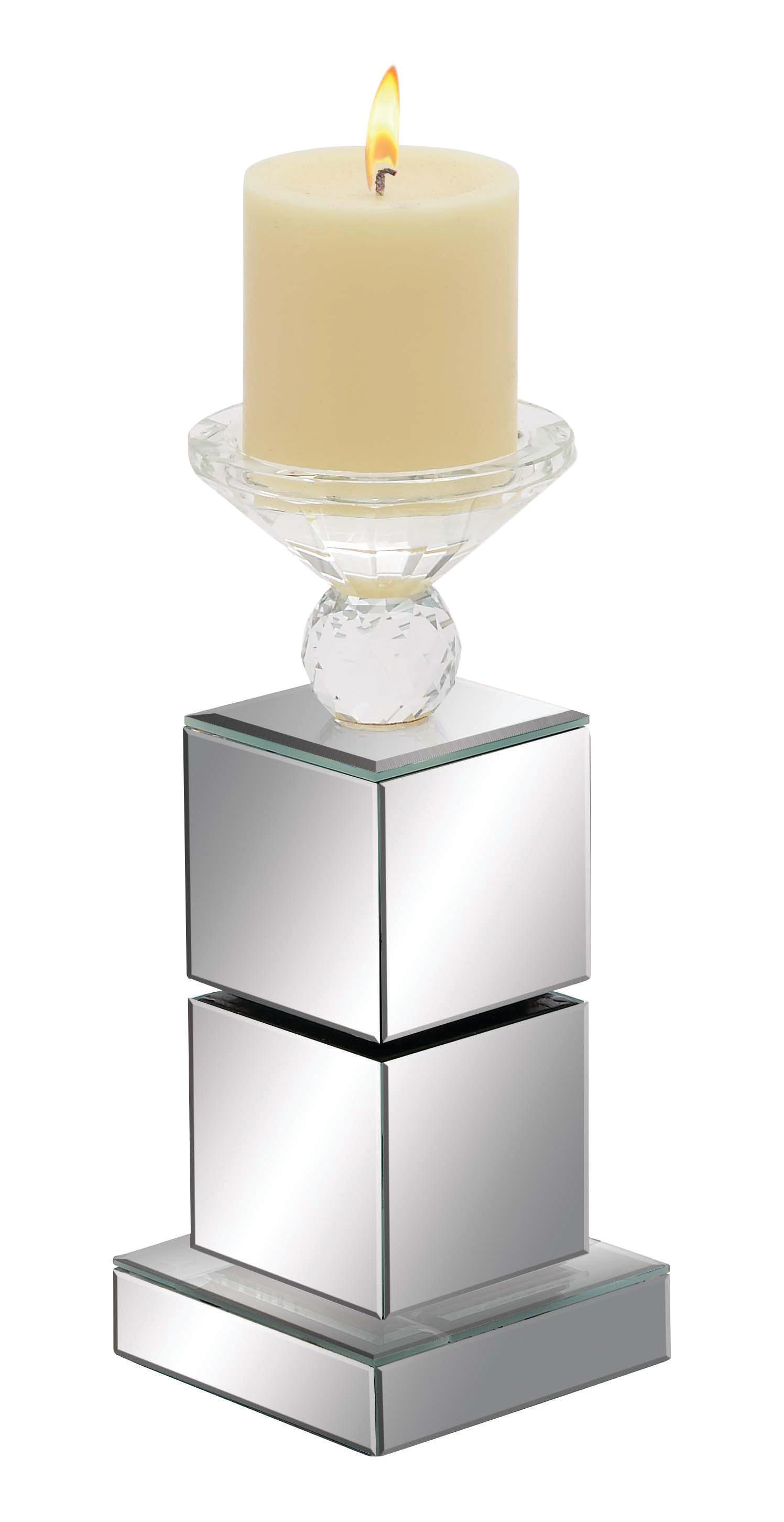 Silver Glass  Pillar Decorative Candle Holder with Mirrored Sides, 4\\\" x 4\\\" x 10\\\"(6 pack of )