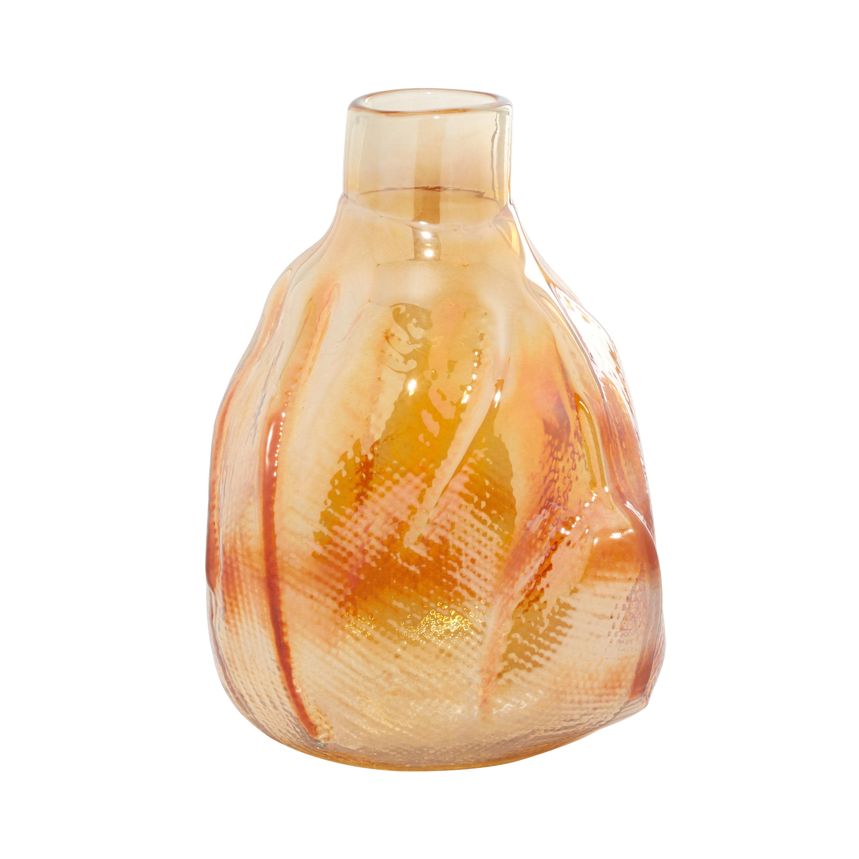 4 pcs CosmoLiving by Cosmopolitan Gold Glass  Handmade Blown Decorative Vase, 10\" x 9\" x 14\"