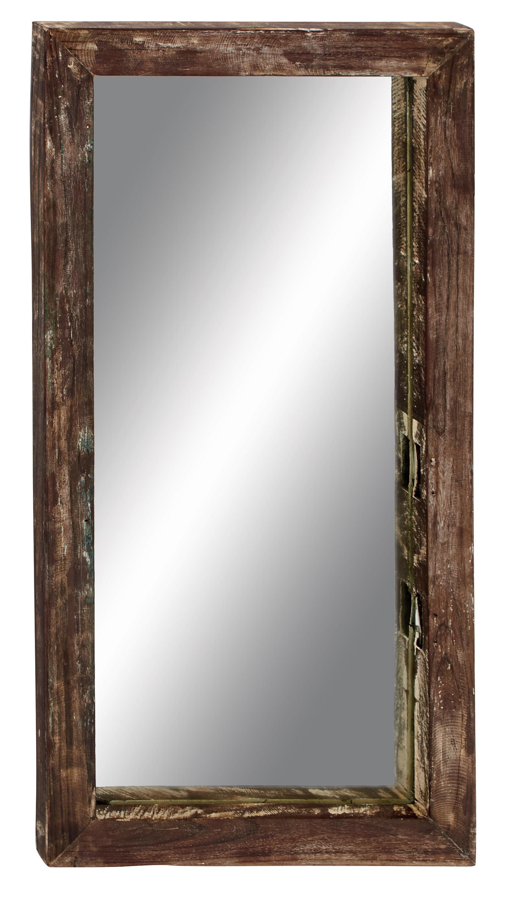 Brown Teak Natural Wall Mirror, 47" x 24" x 1"