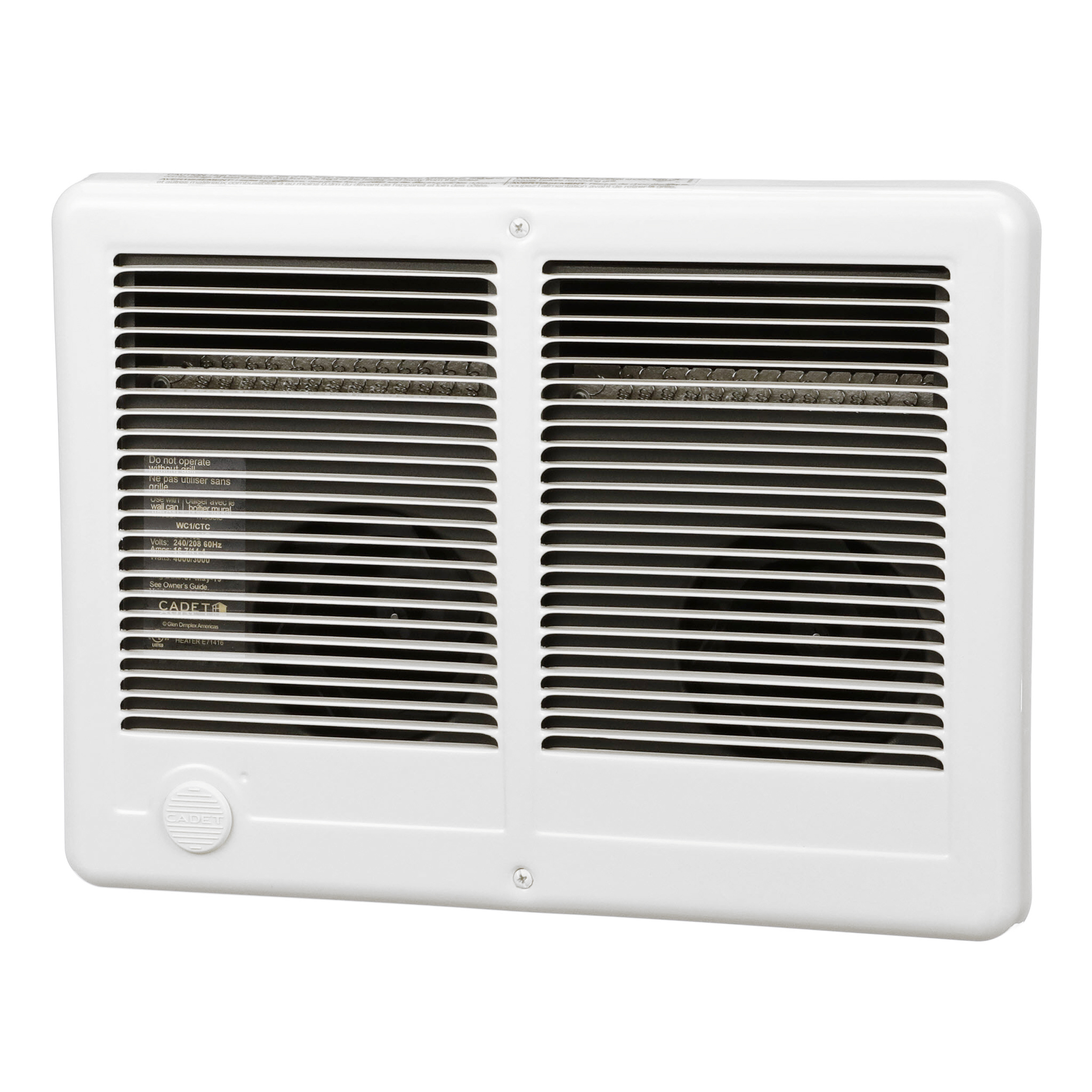 Cadet ComPak Twin Electric Wall Heater with Wall Can and Grille, no Thermostat