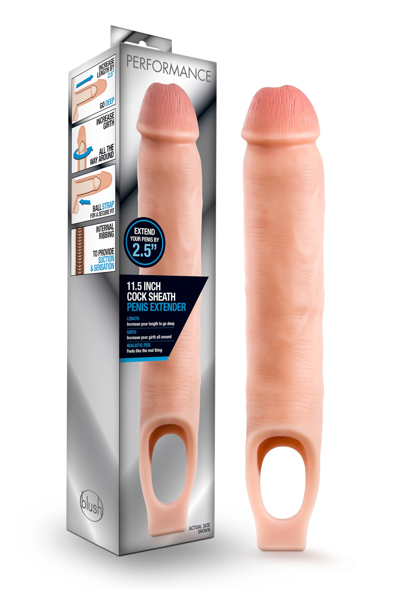 Blush Performance? / 2.5-Inch Penis Extender - Realistic Design with Secure Fit Strap