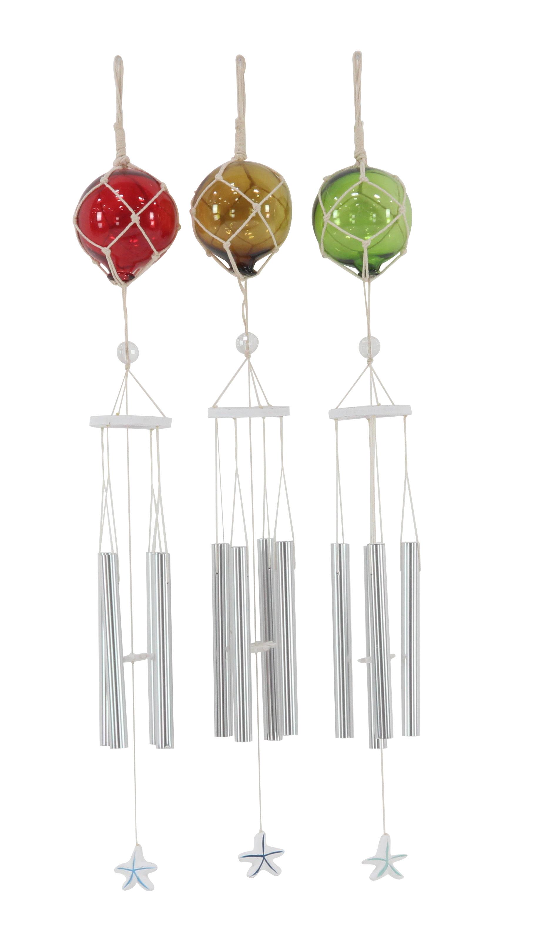 Silver Aluminum Metal  Windchime, 3 Assorted 4"W, 33"H