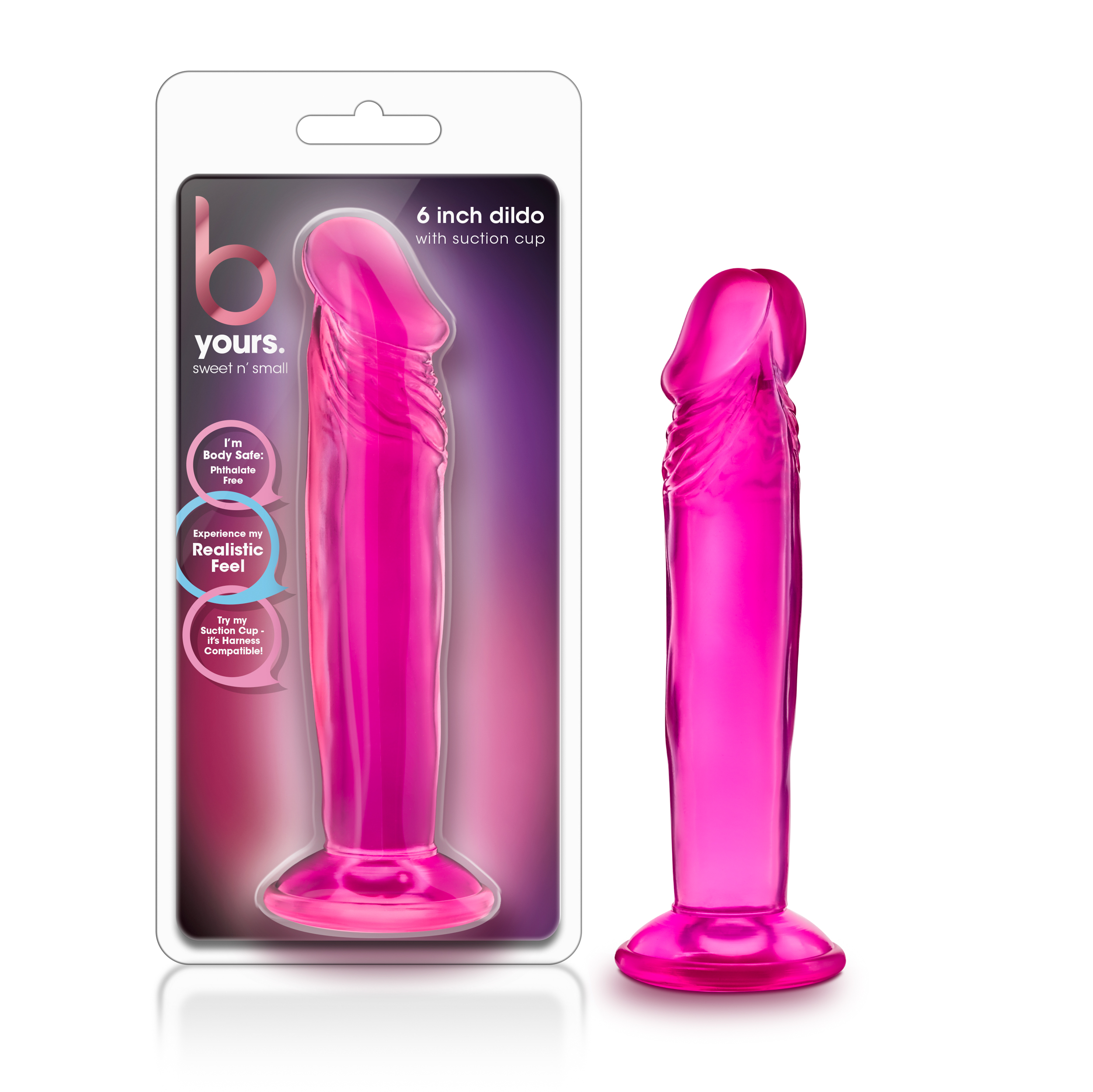 Blush B Yours Sweet N' Small 6 Realistic Pink 6.5-Inch Long Dildo With Suction Cup Base