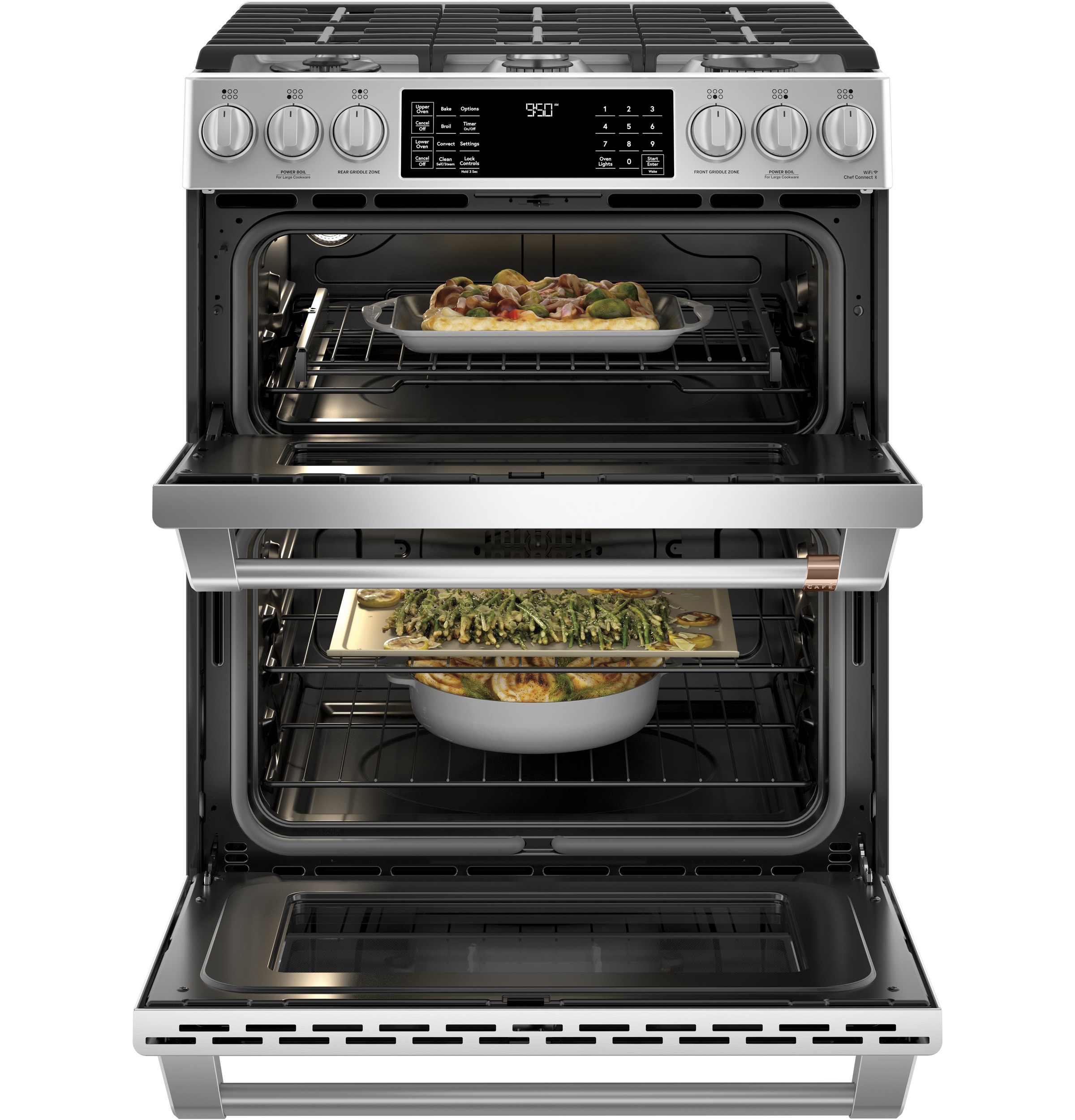 30" S/I — Dual Fuel RG — 6 Burners — Slf Cln w/ Stm Cln Opt — Cast Iron Griddle — Dbl Oven — True European Conv w/ Precise Air — ADA Compliant — Connectable via built-in WiFi view 3