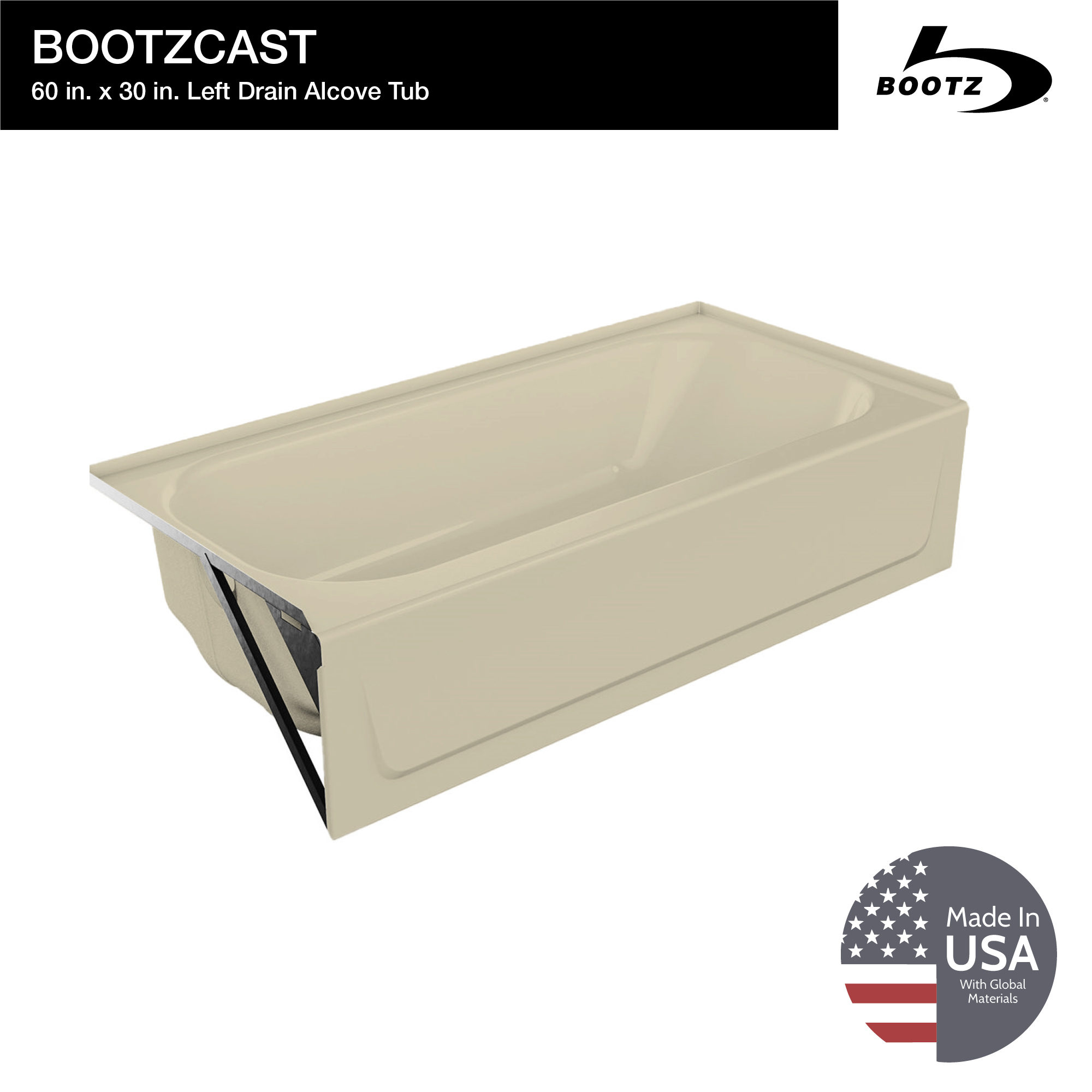 Bootzcast Porcelain Enamel Alcove Bathtub In view 10