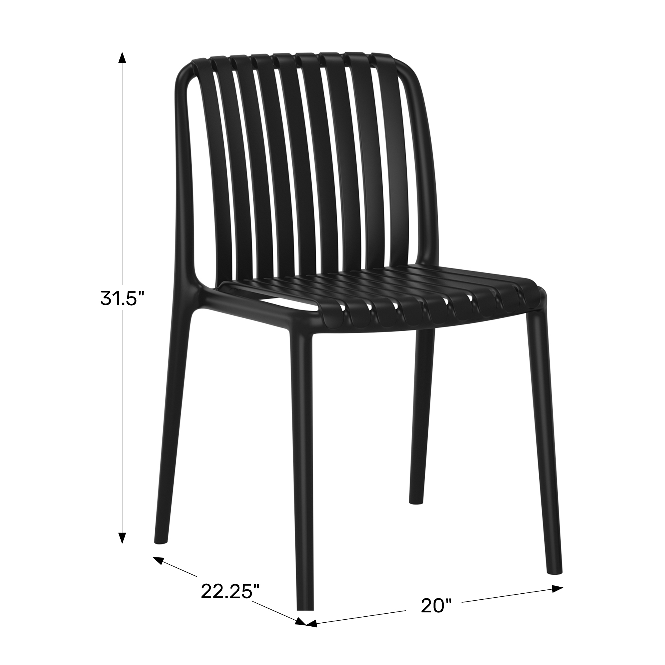 Outdoor Stackable Polypropylene Plastic Dining Side Chairs (Set of 2)WWT Spec Image