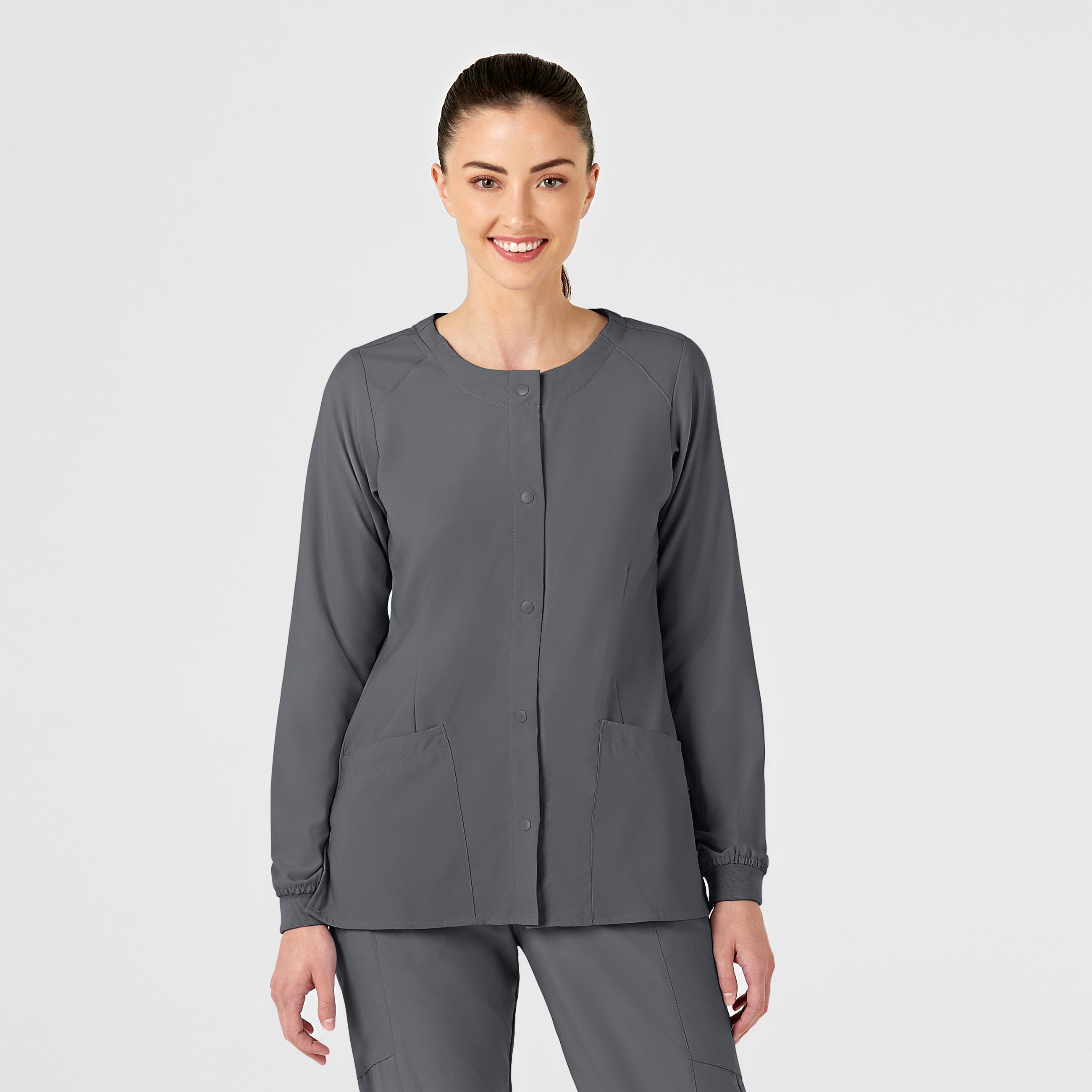 W123 Wink 8155 Ladies Crew Neck Medical Warm Up Scrub Jacket with 4 Way Stretch-Wonder Wink