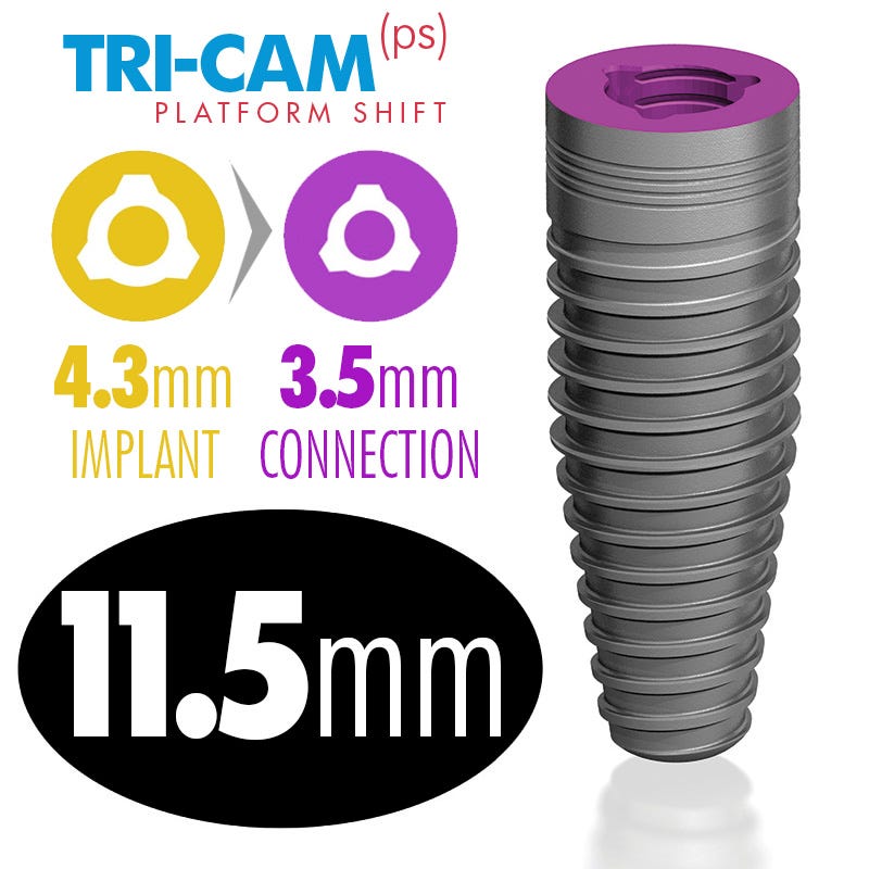 infinity TRI-CAM Platform Shift Implant 4.3 x11.5mm, 3.5mm Platform
