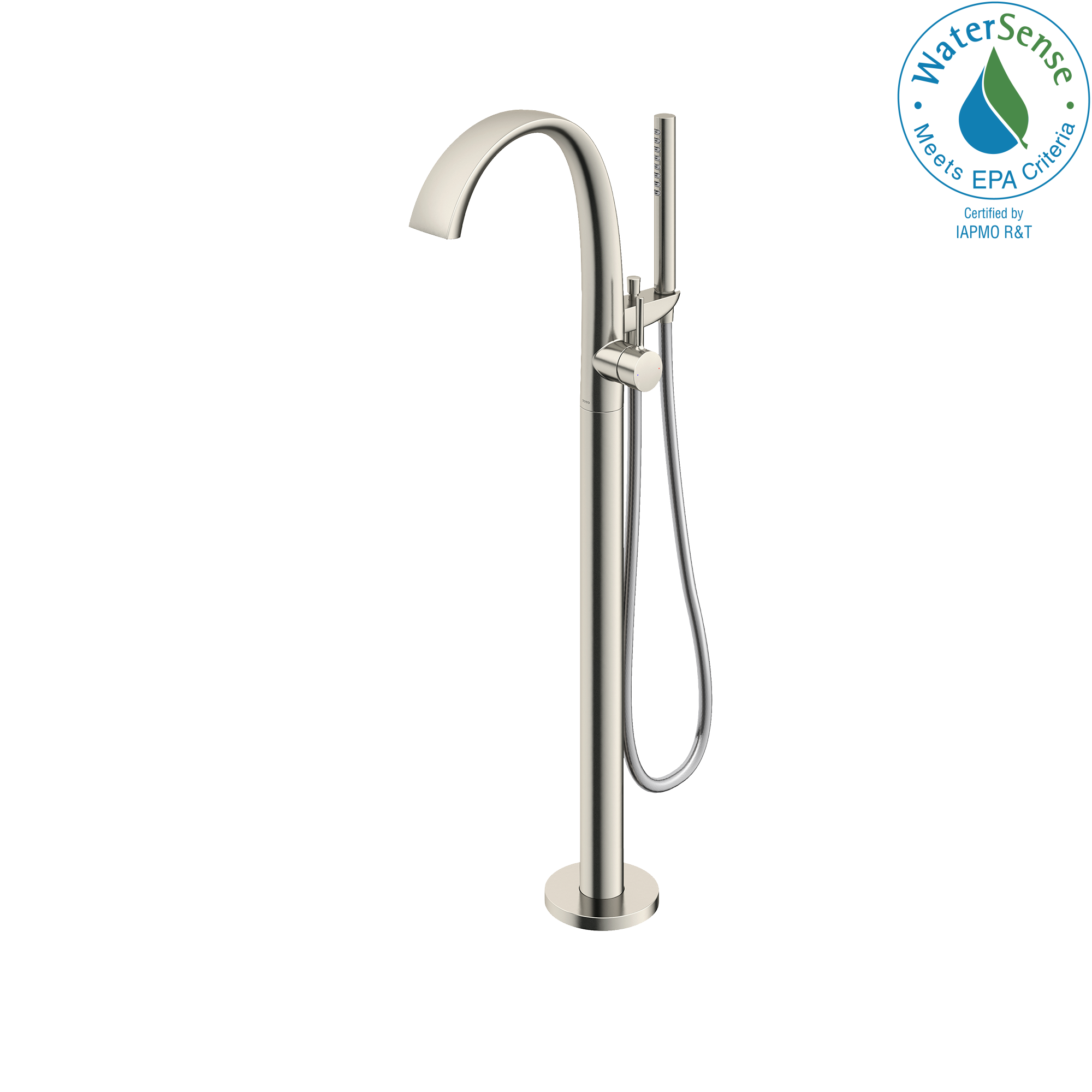 TOTO ZN Single-Handle Freestanding Tub Filler Faucet with 1.75 GPM Handshower, Brushed Nickel, Brass, TBP01301U#BN