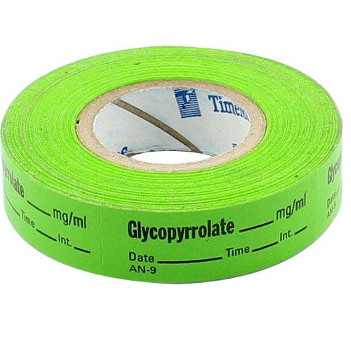 Glycopyrrolate Labels, Green, Perforated Tape Style - 333/Roll