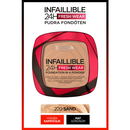 l'oréal paris infaillible 24h fresh wear pudra fondöten 220 sand