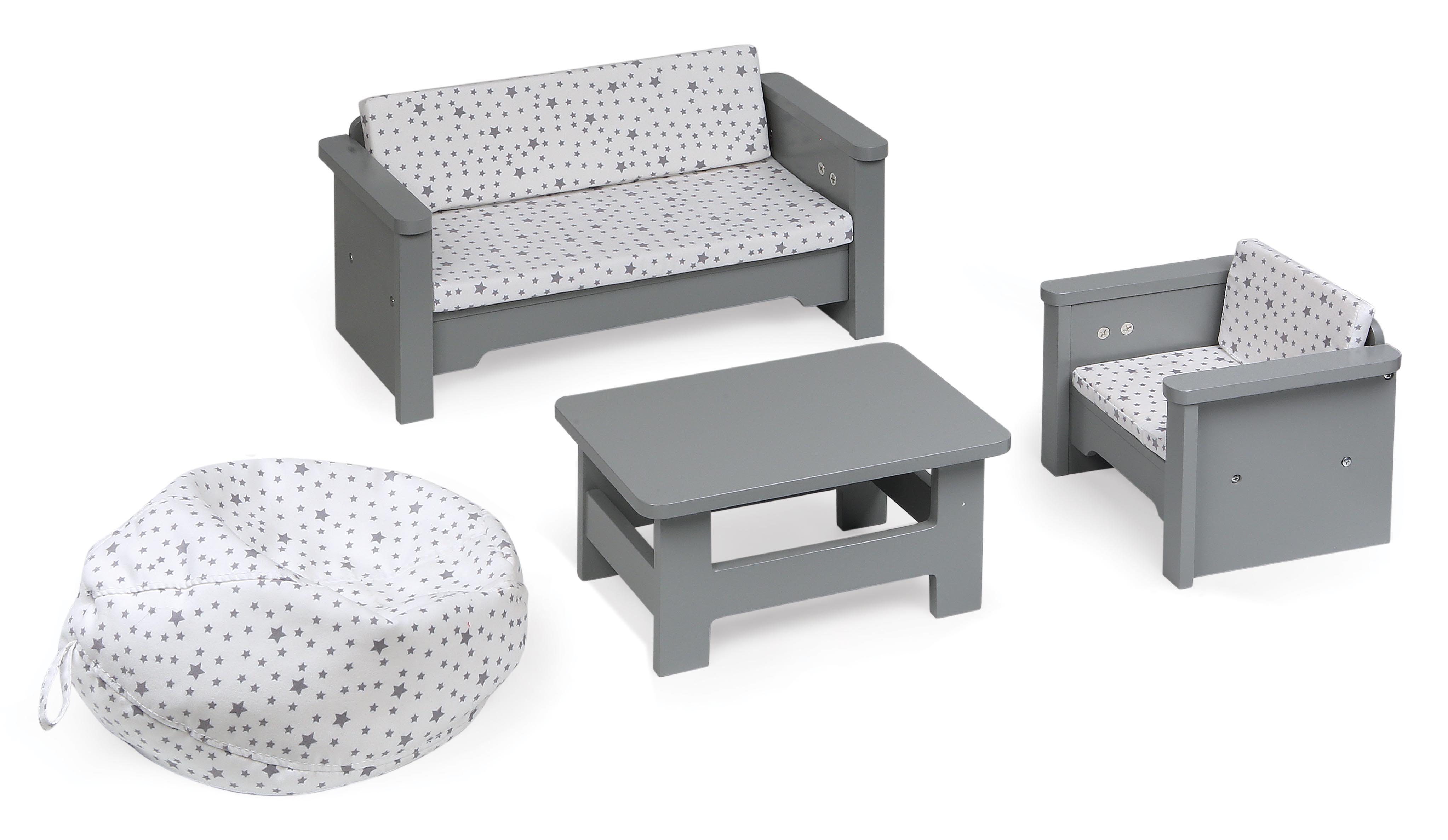 Living Room Furniture Set for 18 inch Dolls - Gray/White