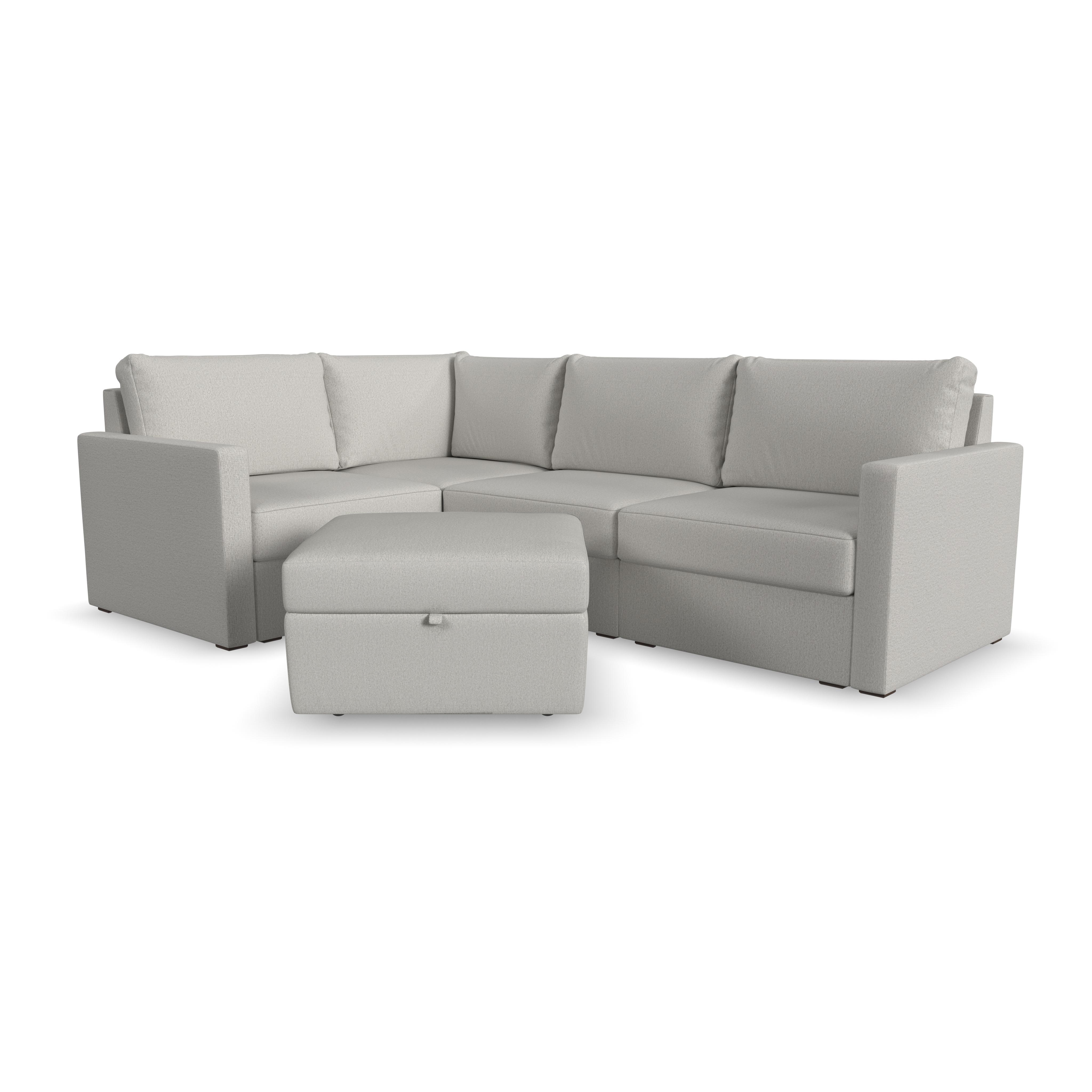 Flexsteel Flex 4-Seat Sectional with Standard Arm and Storage Ottoman