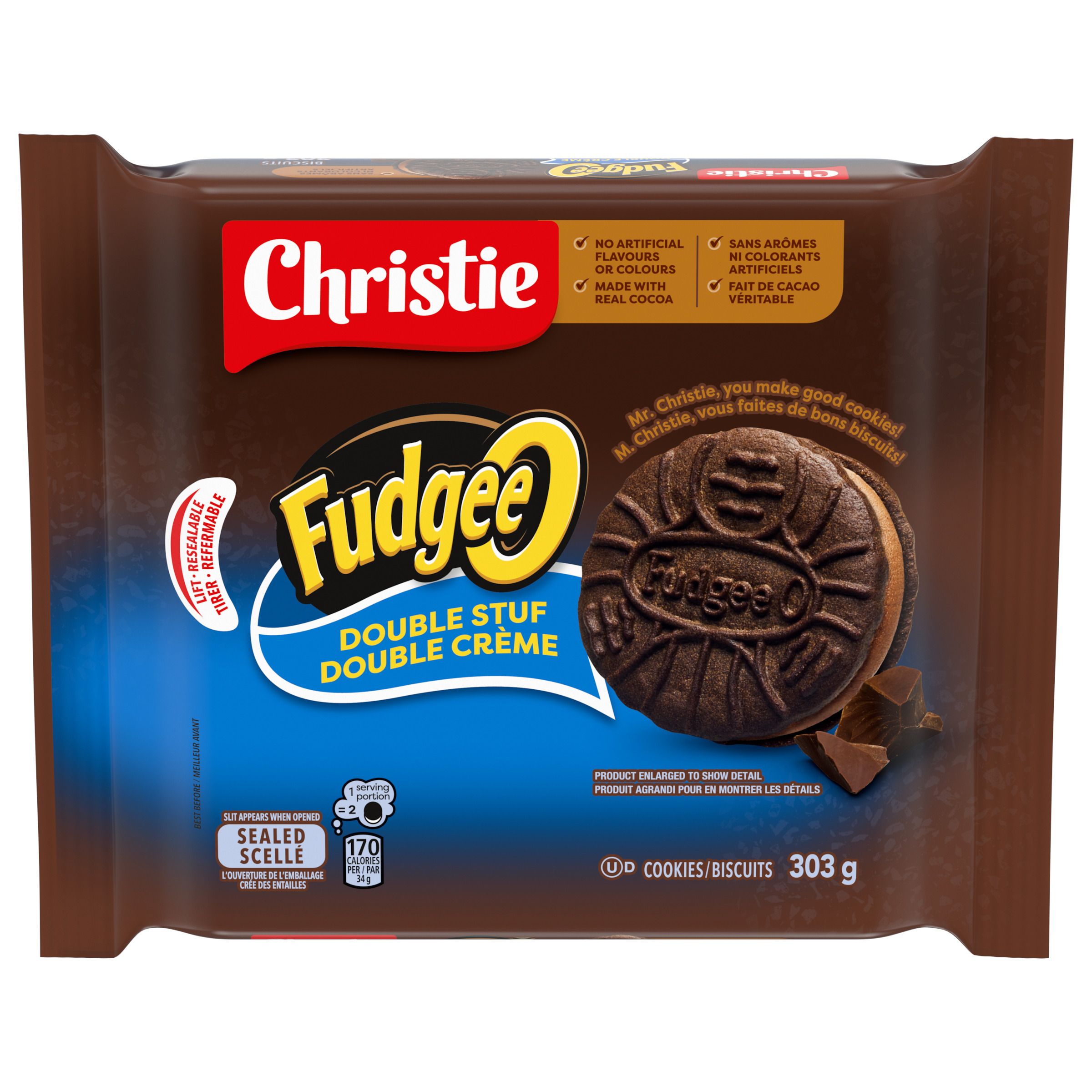 Fudgee-O Double Stuf Creme Filled Sandwich Cookies 303 g-1