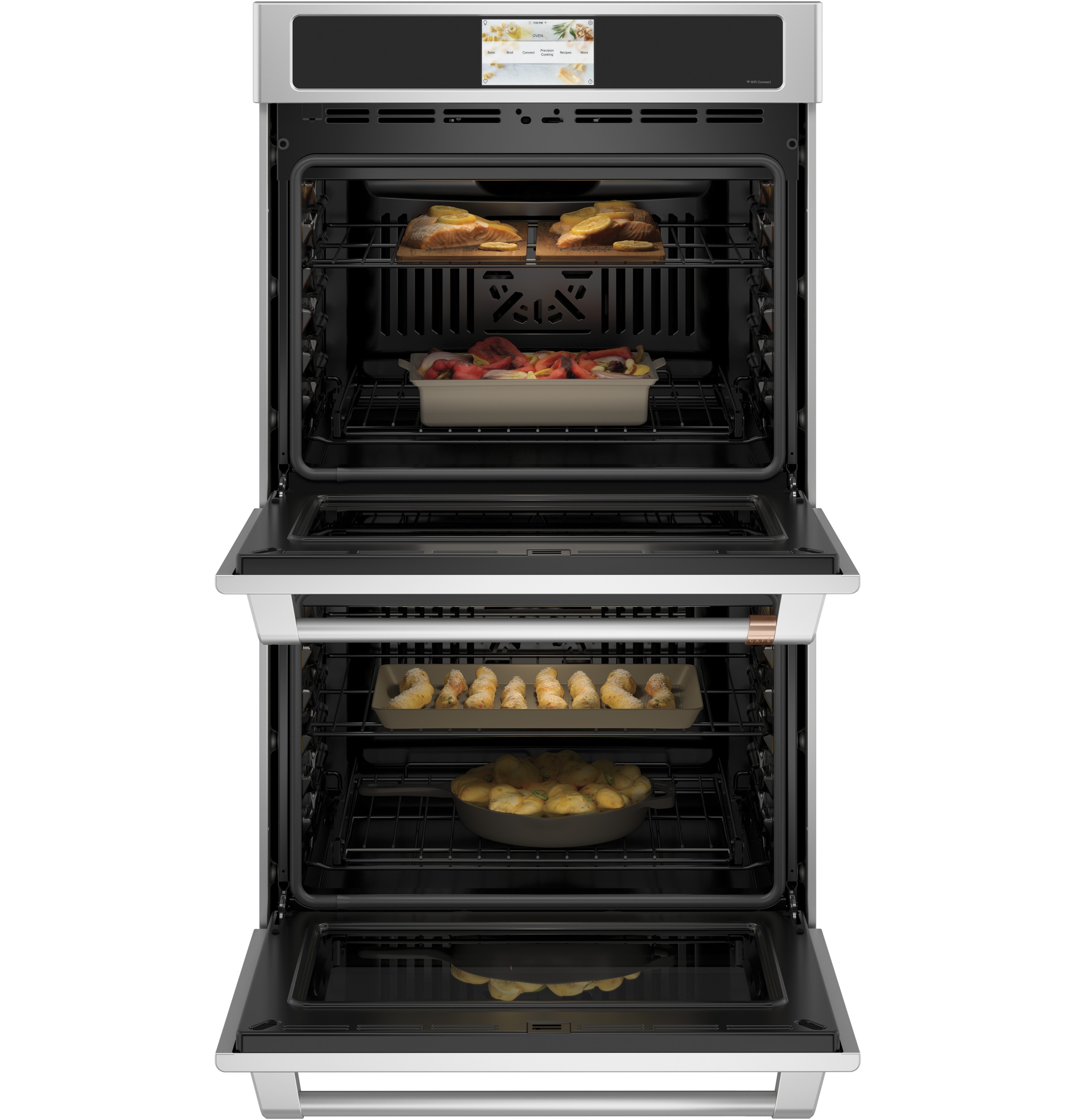 30" Width — Dbl Elec — Slf & Stm Cln — Conv (Both) — 7" Full-Clr Tch LCD Scrn — 2x Roller Rck, Meat Prb — Prec Ckg, Hot-Air Fry — Connectable via built-in WiFi — Est Drop Date = JUN-26 view 4