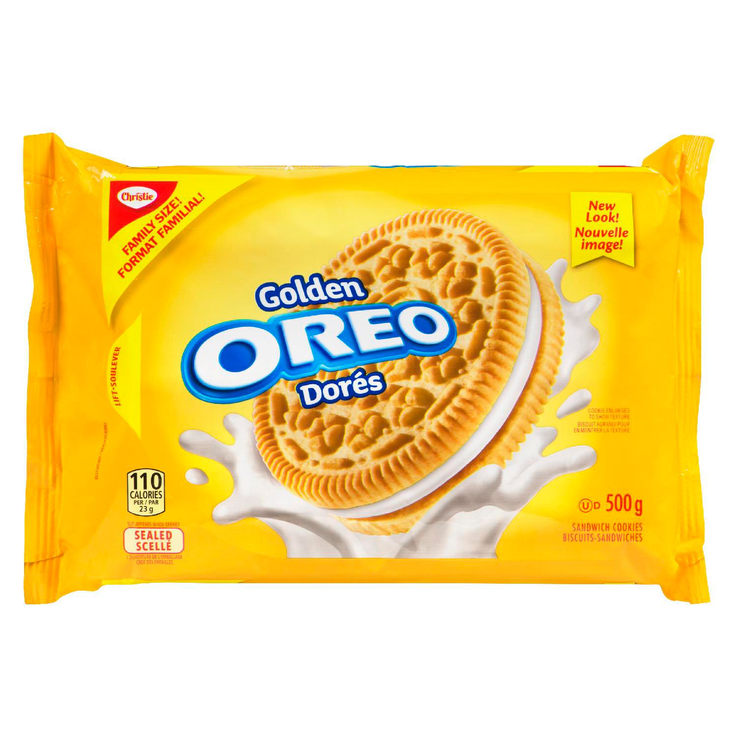 OREO Golden Sandwich Cookies, 1 Family Size Resealable Pack (500g)-0