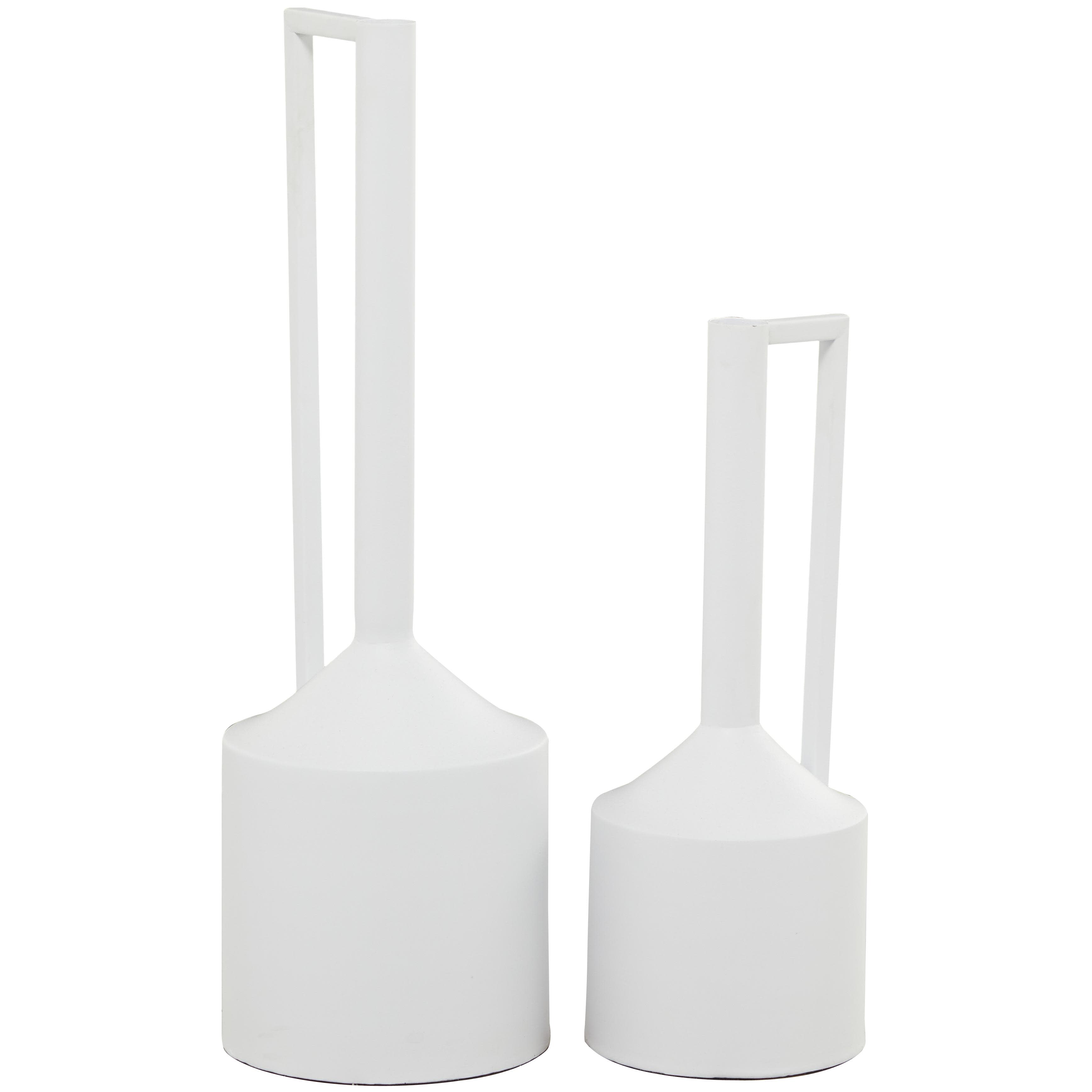 CosmoLiving by Cosmopolitan White Metal  Decorative Vase with Handles, Set of 2 22", 16"H