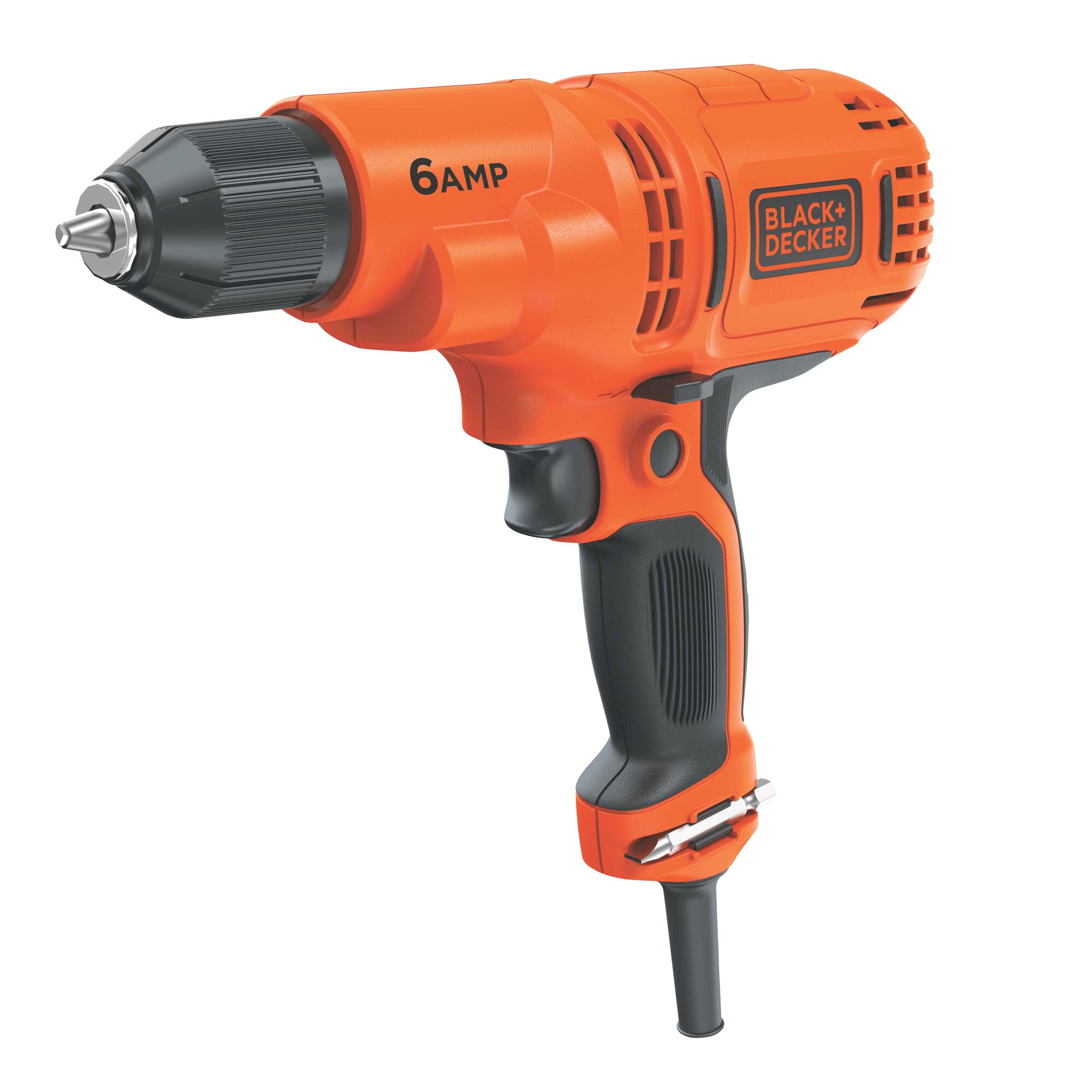 Profile of black and decker 6 amp 3 eighths inch drill driver.