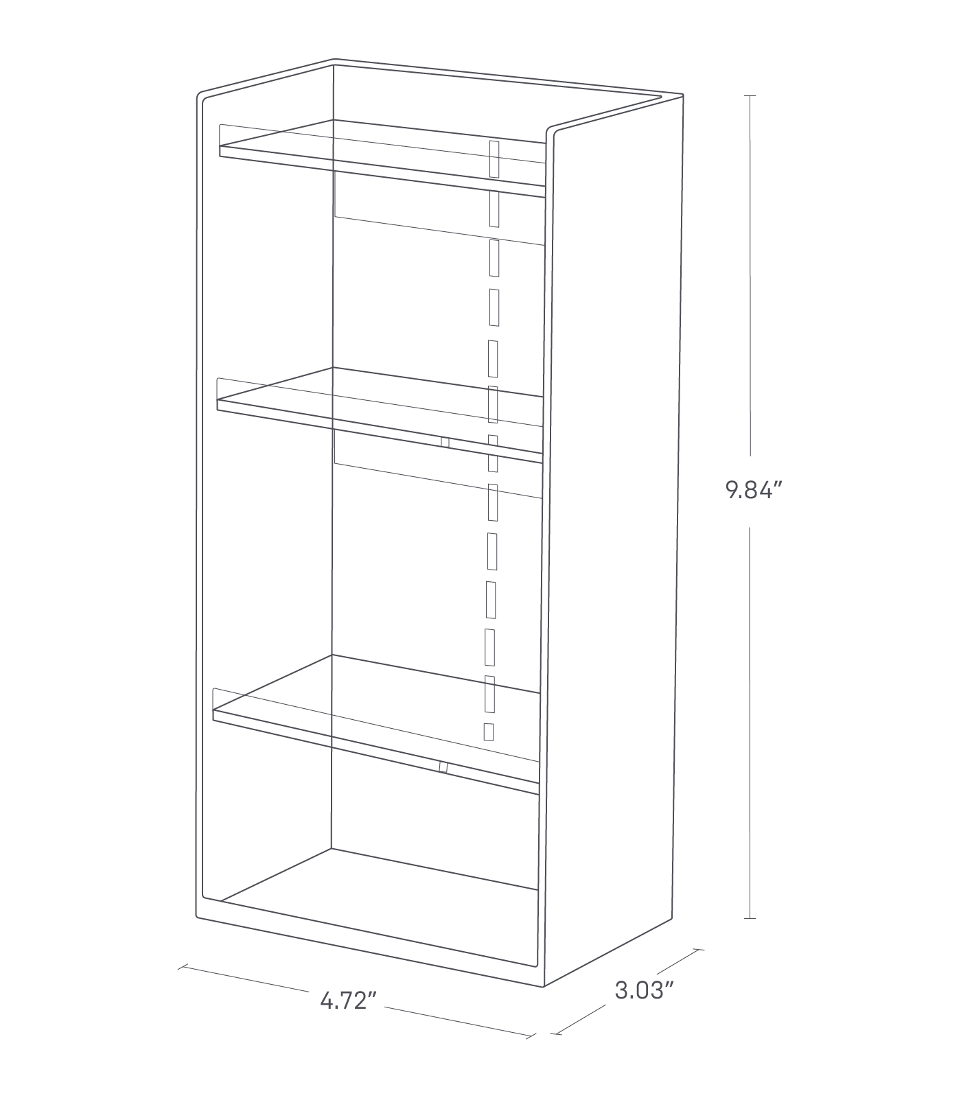 Dimension image for Makeup Organizer - Flat showing a length of 4.72