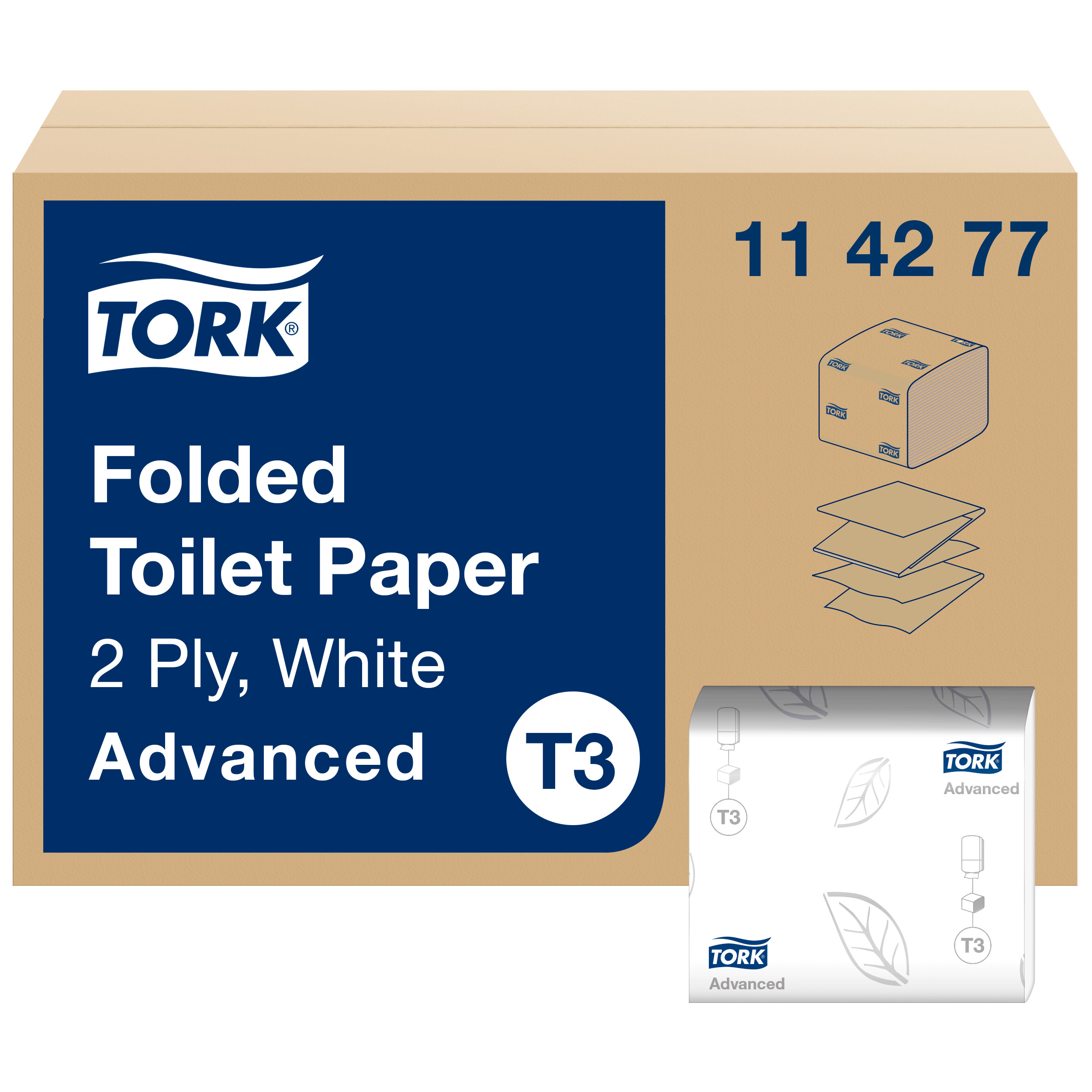 Toiletpapir, I ark, 2 lag, 9072 ark, Tork Advanced T3