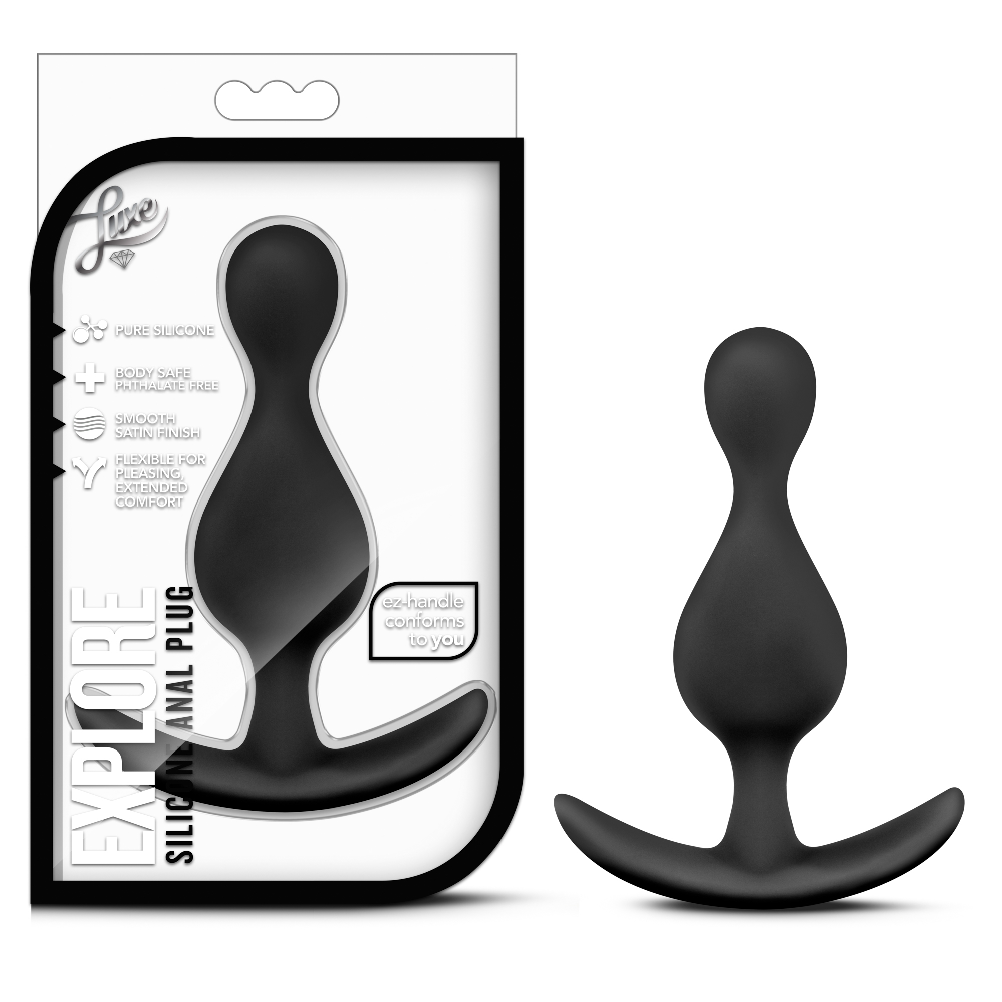 Blush Luxe Explore Black 4.5-Inch Anal Plug With Handle