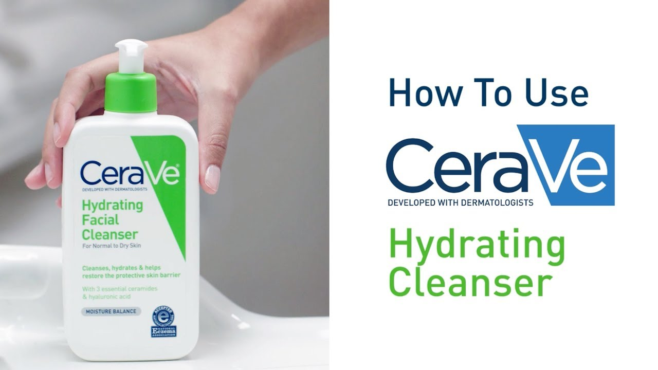 thumbnail video image 3 of (2 pack) CeraVe Hydrating Facial Cleanser for Normal to Dry Skin, Daily Face Wash for Dryness, 16 fl oz., 3 of 14