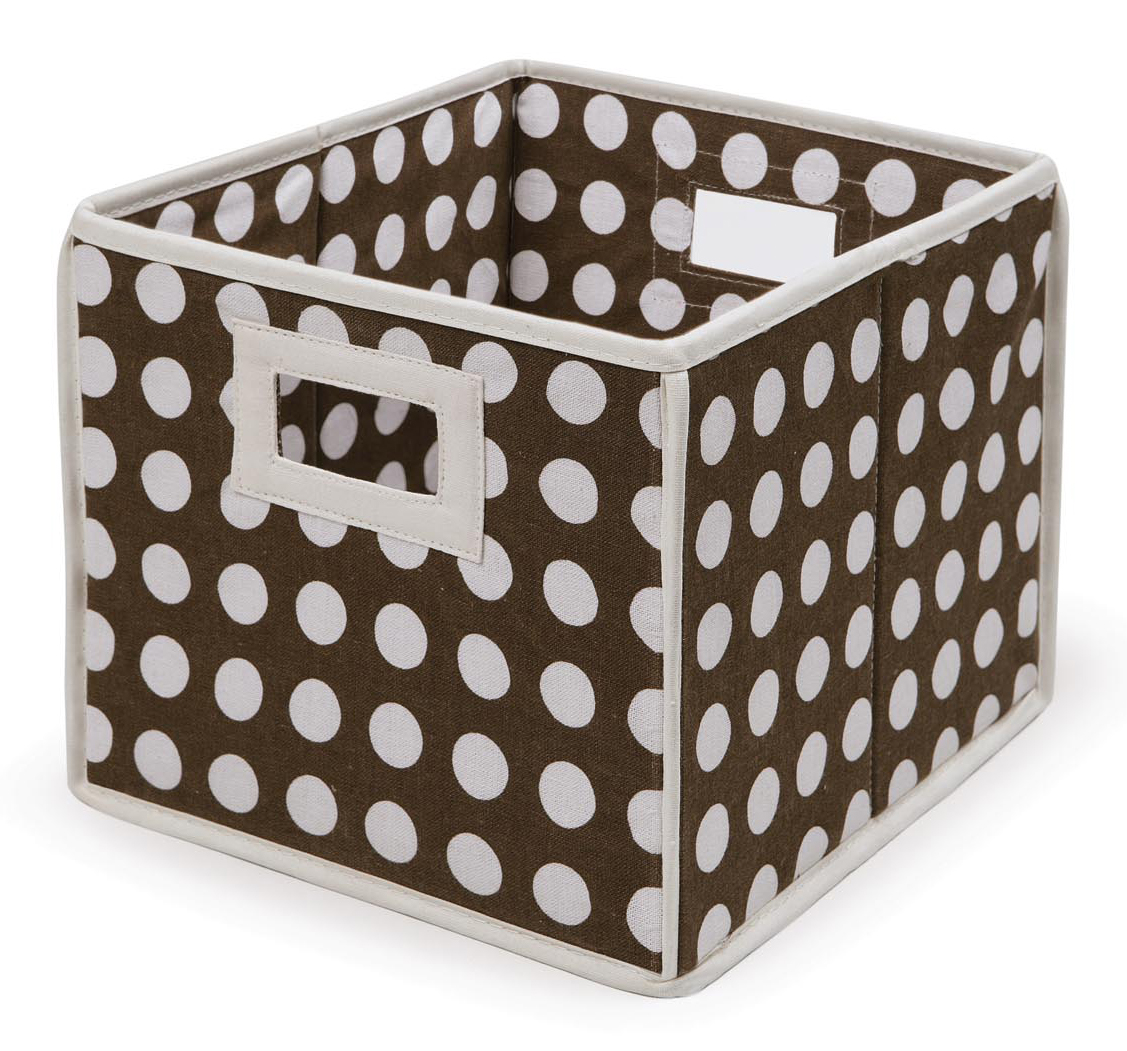 Folding Basket/Storage Cube - Brown Polka Dot