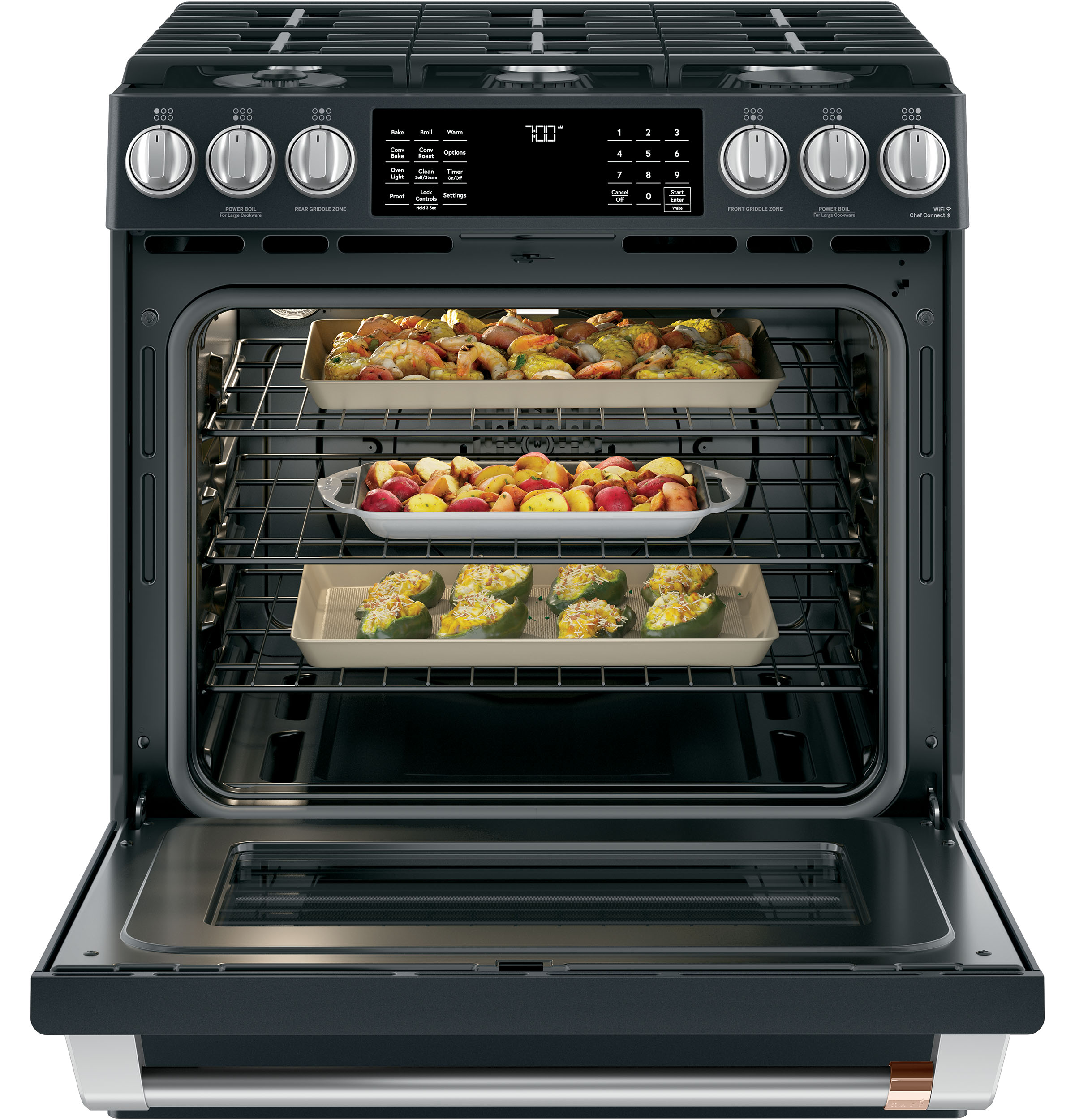 30" S/I — Gas RG — 6 Burners — Slf Cln w/ Stm Cln Opt — Cast Iron Griddle — Sgl Oven w/ Storage Drwr — True European Conv — ADA Compliant — Connectable via built-in WiFi view 4