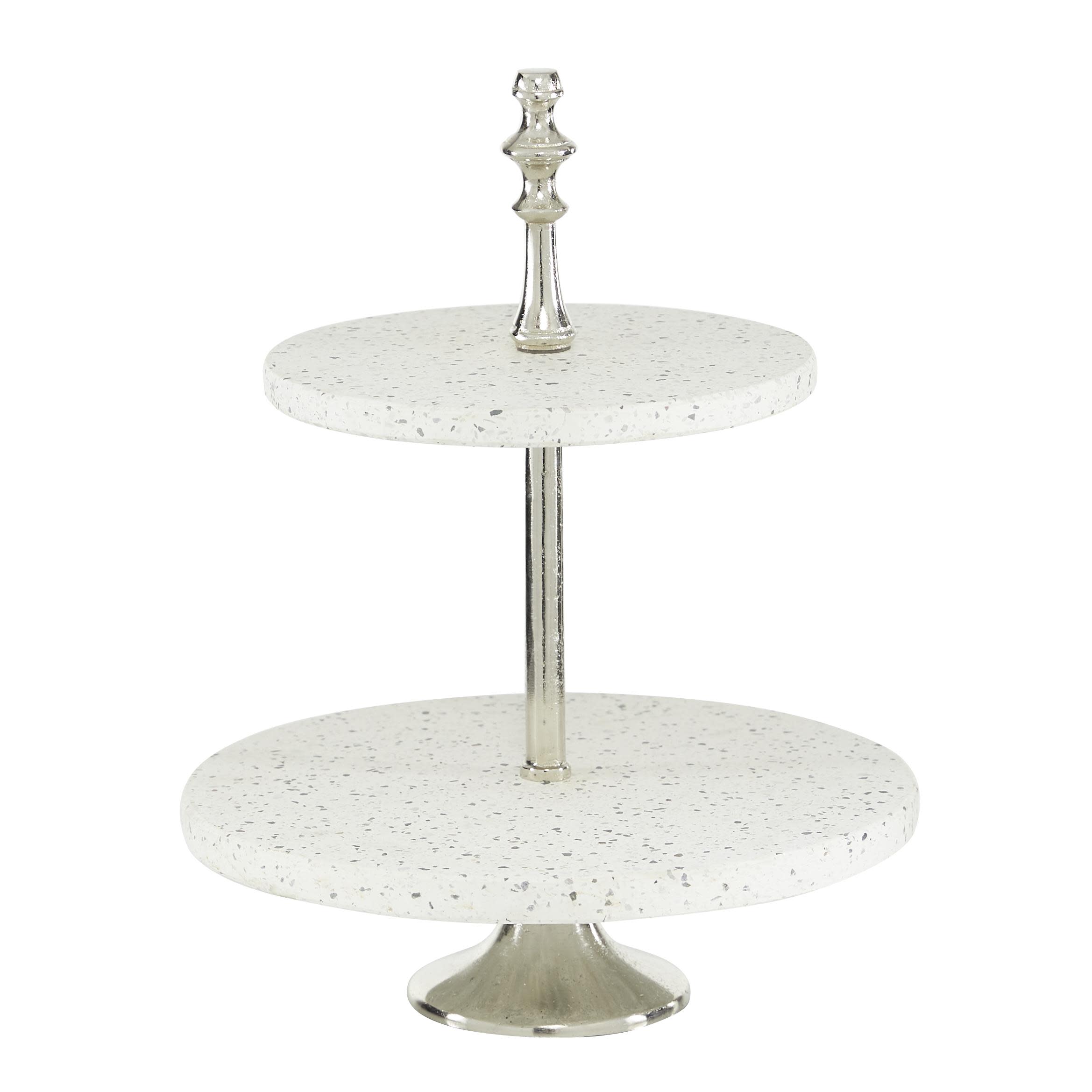 White Ceramic  Tiered Server, 14" x 14" x 17"