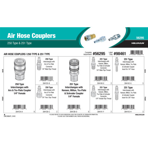 Air Hose Couplers Assortment (250 Type & 251 Type)