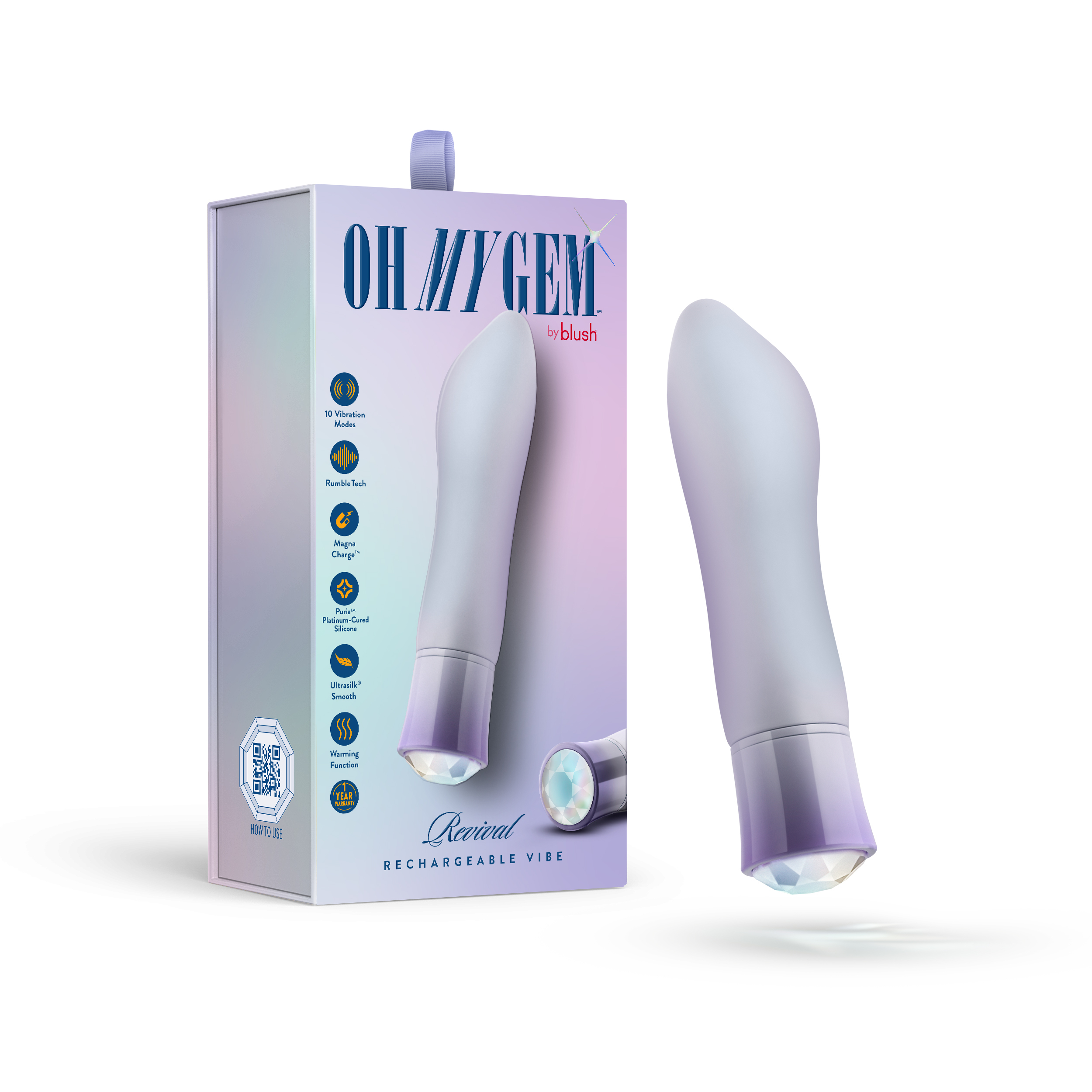 Blush Oh My Gem Revival 5.5 Inch Warming G Spot Vibrator in Opal - Made with Smooth Ultrasilk? Puria? Silicone