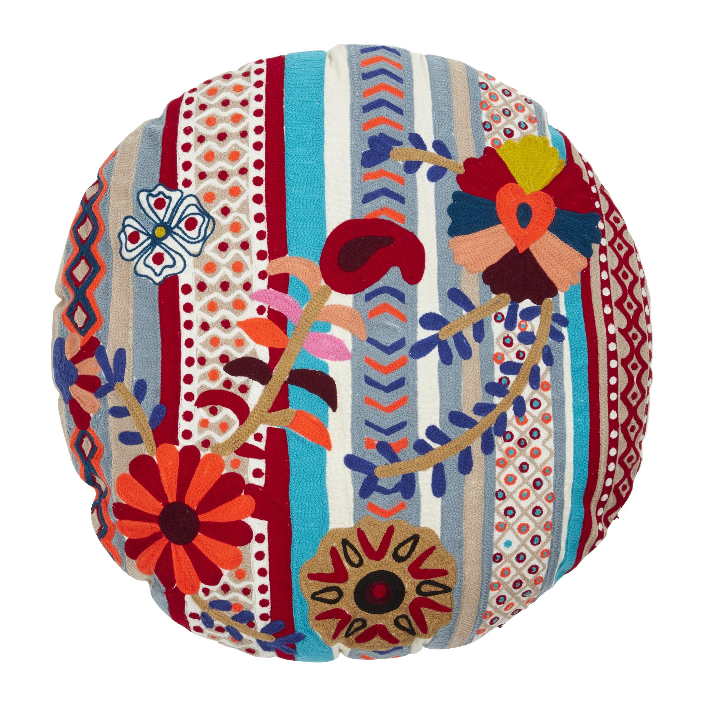multi colored cotton fabric pillow decorative, 20" x 7" x 20"