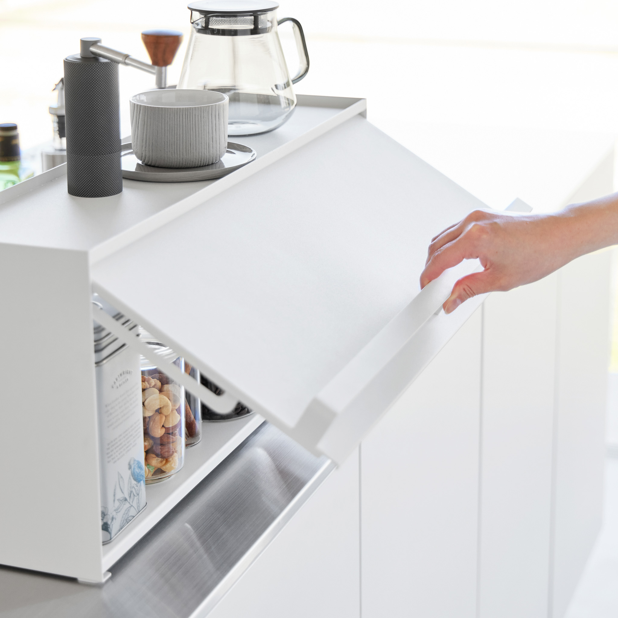 Semi-Closed Countertop Storage Box : Practical Sliding Lid