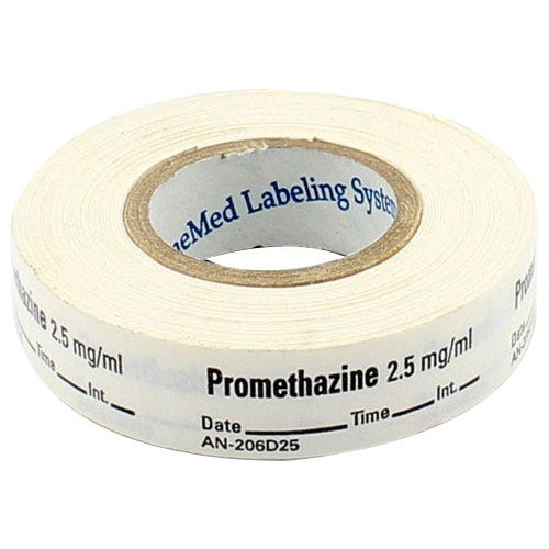Promethazine Labels, White, Perforated Tape Style - 333/Roll