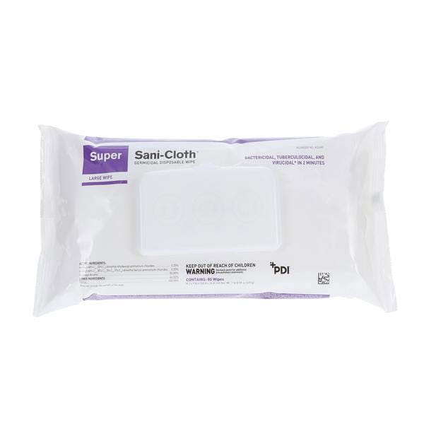 Super Sani-Cloth® Germicidal Wipe Softpack 8.2” x 9.8” - 80/Pack