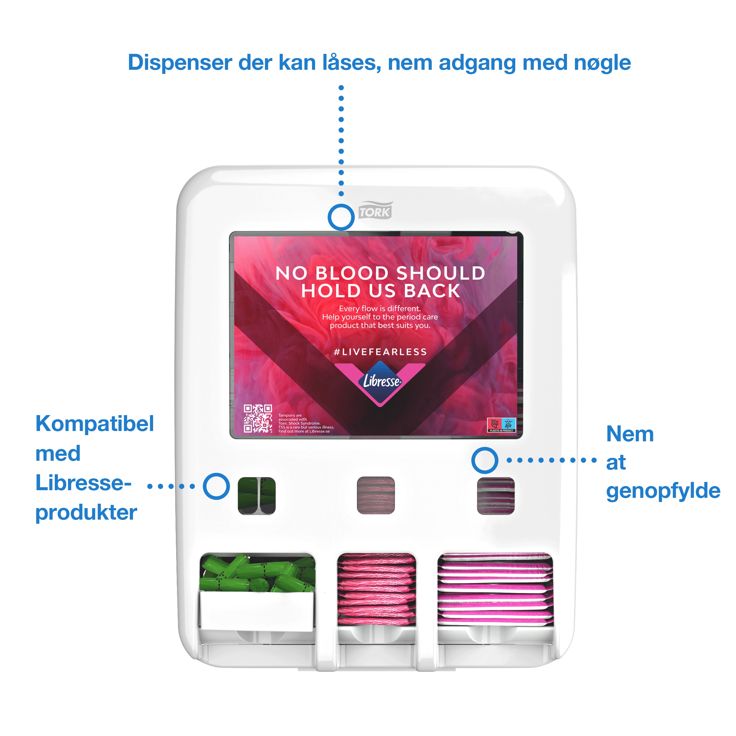 Dispenser, Til trusseindlæg bind og tamponer, Tork Period Care