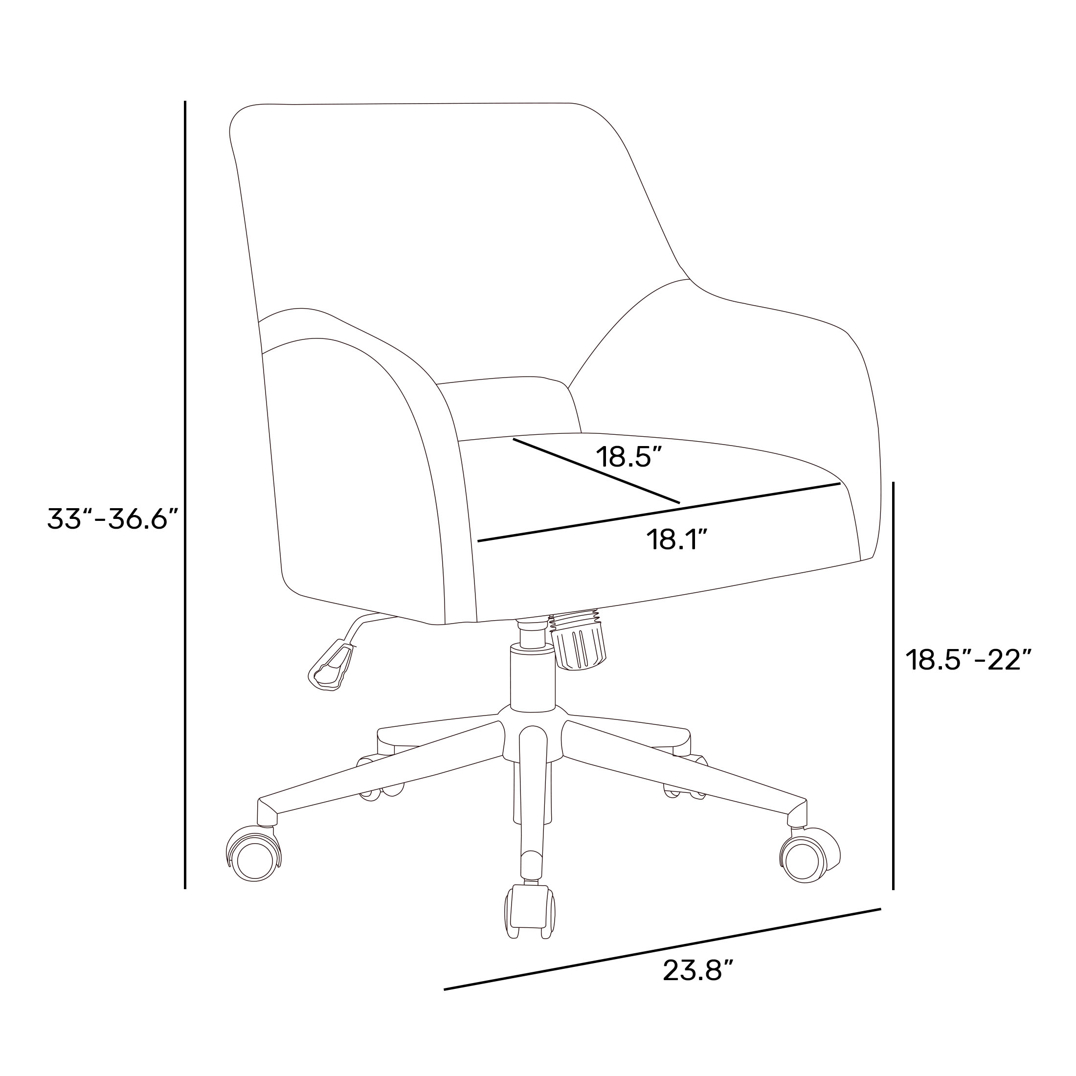 Water and Stain Resistant Boucle Upholstered Task Chair WF Spec Image