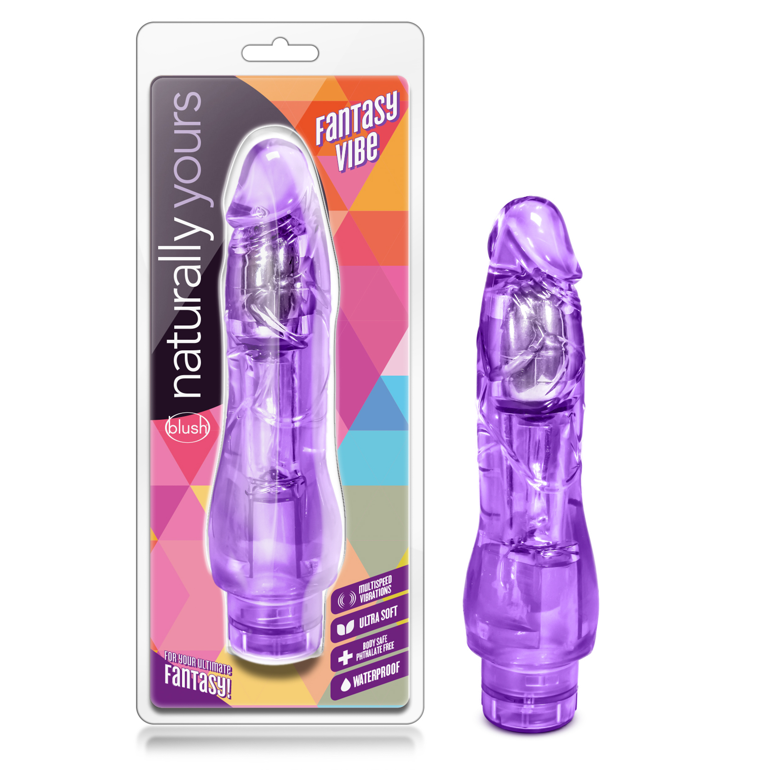 Blush Naturally Yours Fantasy Vibe Realistic Purple 9-Inch Long Vibrating Dildo