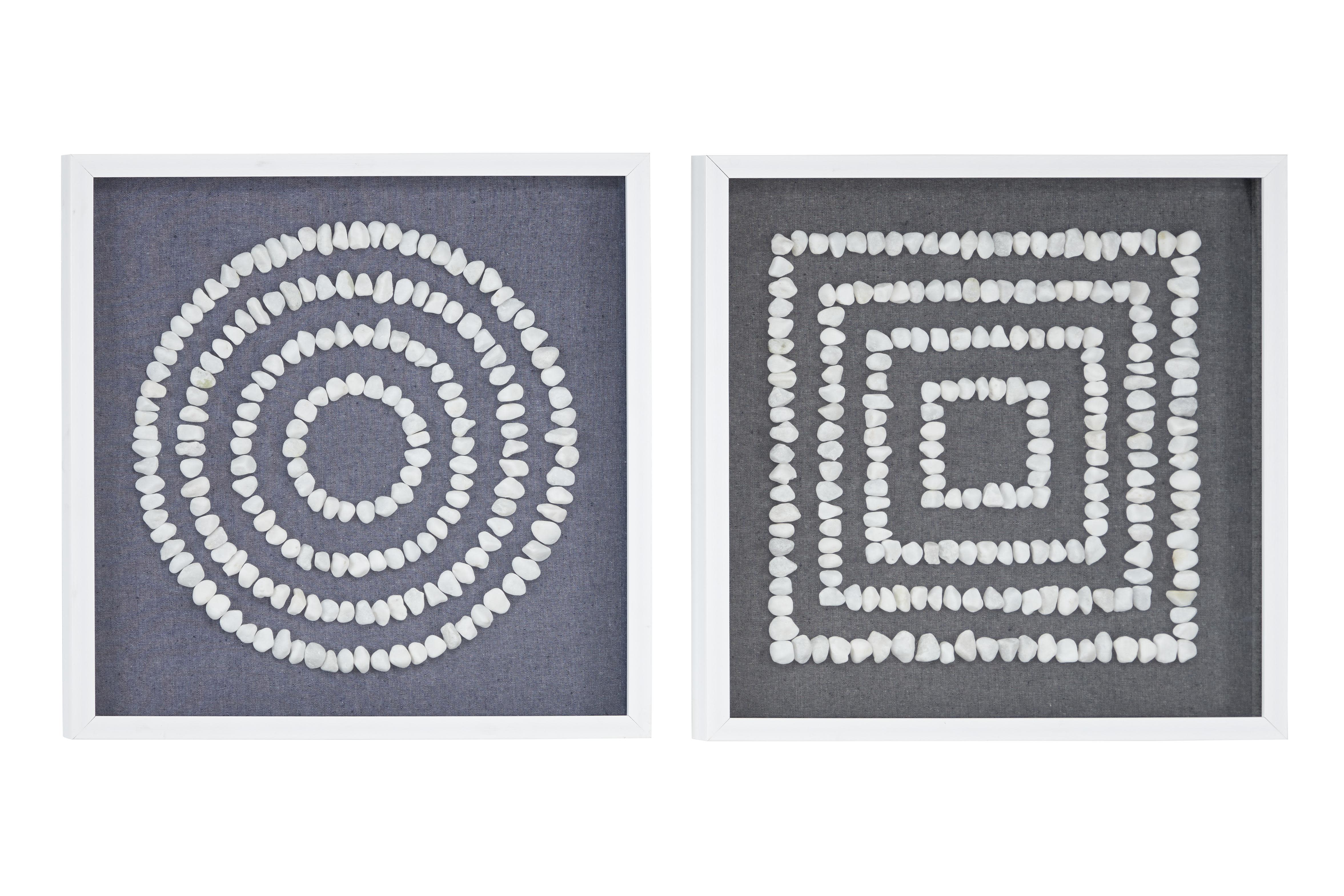 White Wooden Geometric Shadow Box, pack  of 2 20"W, 20"H