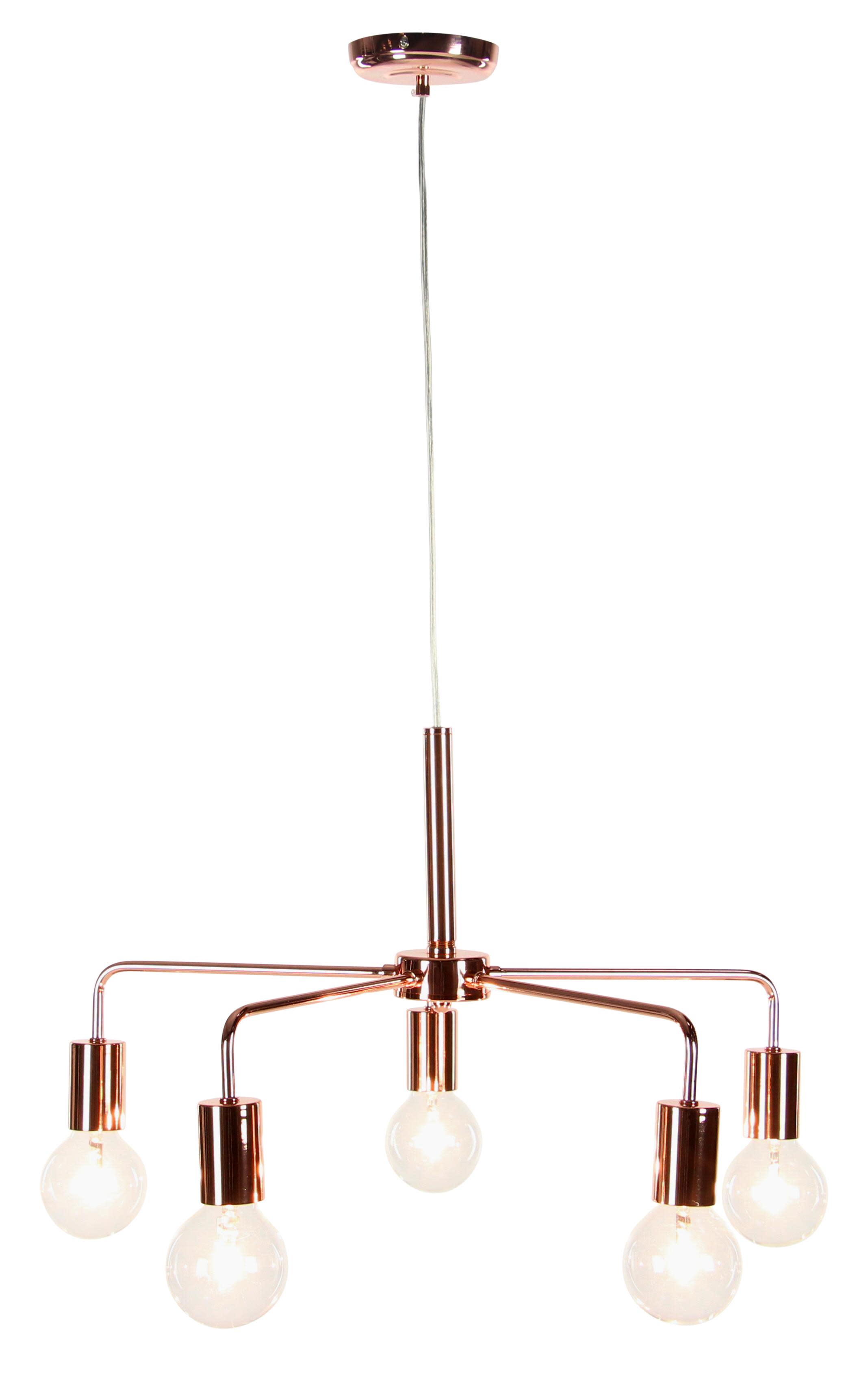 Contemporary 5-Light Rose Gold Metal Lighting Pendant, 11" x 21"