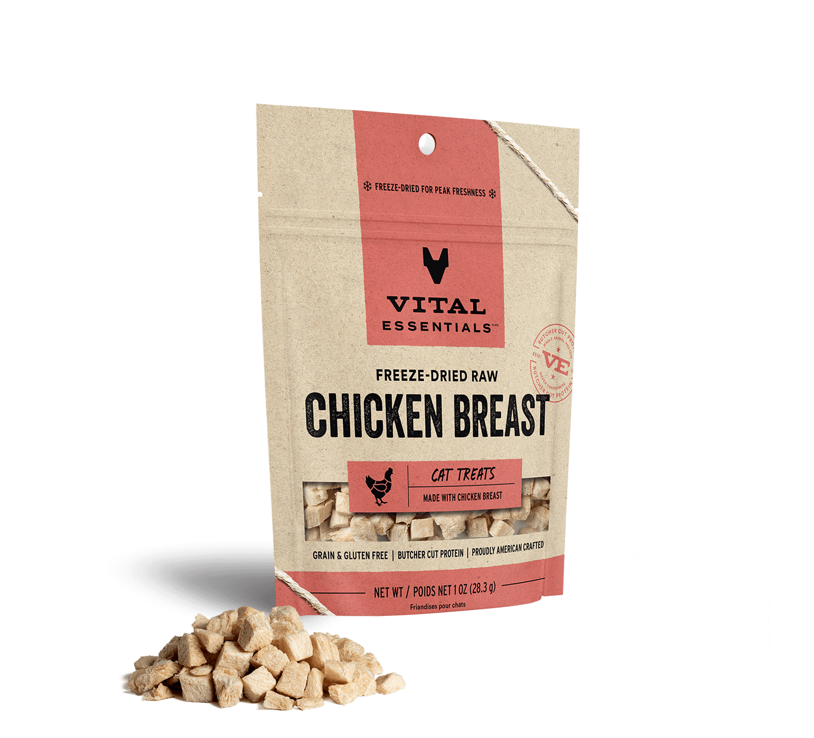 Vital Essentials Freeze-Dried Chicken Breast Cat Treats, 1 oz - Treats