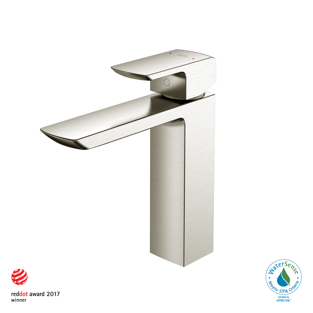 TOTO GR 1.2 GPM Single Handle Semi-Vessel Bathroom Sink Faucet with COMFORT GLIDE Technology, Brushed Nickel, Brass, TLG02304U#BN